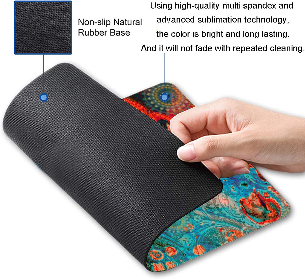 Mandala Flower Mouse Pad - Non-Slip Rubber Base, Waterproof Square Mousepad for Office & Laptop (9.5