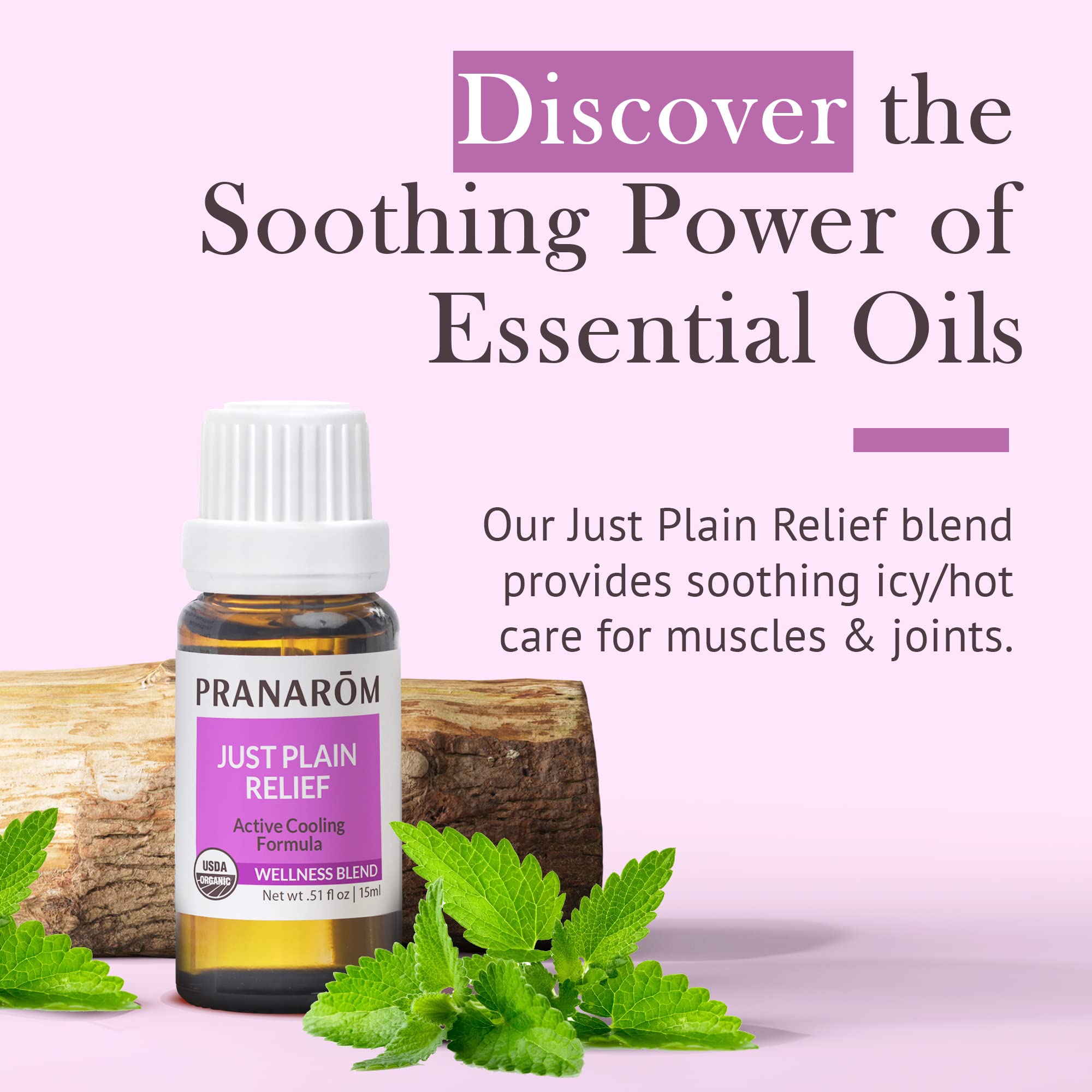 Pranarom Organic Just Plain Relief Essential Oil for Aromatherapy - 15ml Pure Therapeutic Grade for Stress Relief, Relaxation & Massage - Perfect for Diffusers, Bath & Home Spa