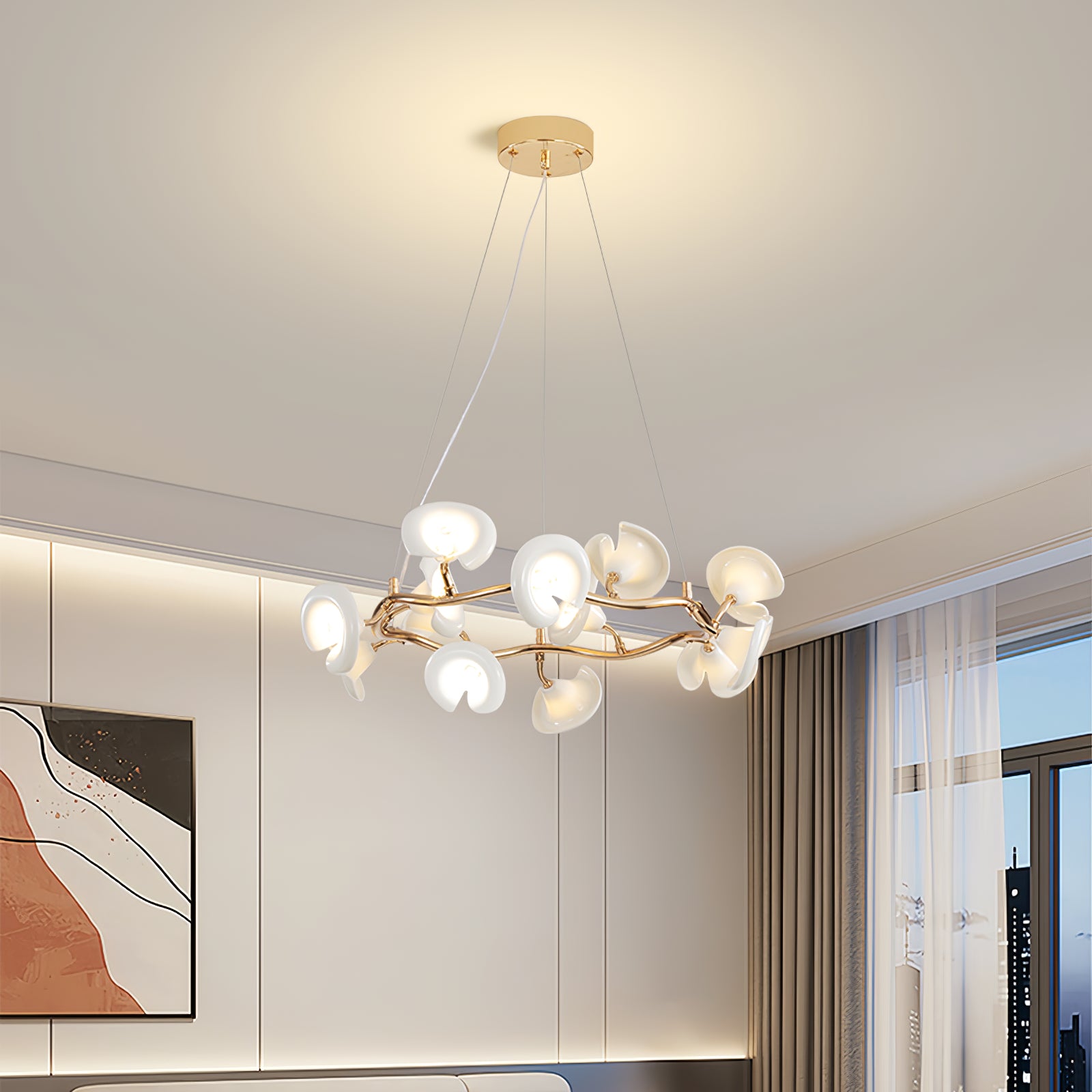 Elegant Cerisium Blossom Crystal Chandelier - Modern Floral Ceiling Light Fixture for Dining Room, Living Room & Bedroom Decor