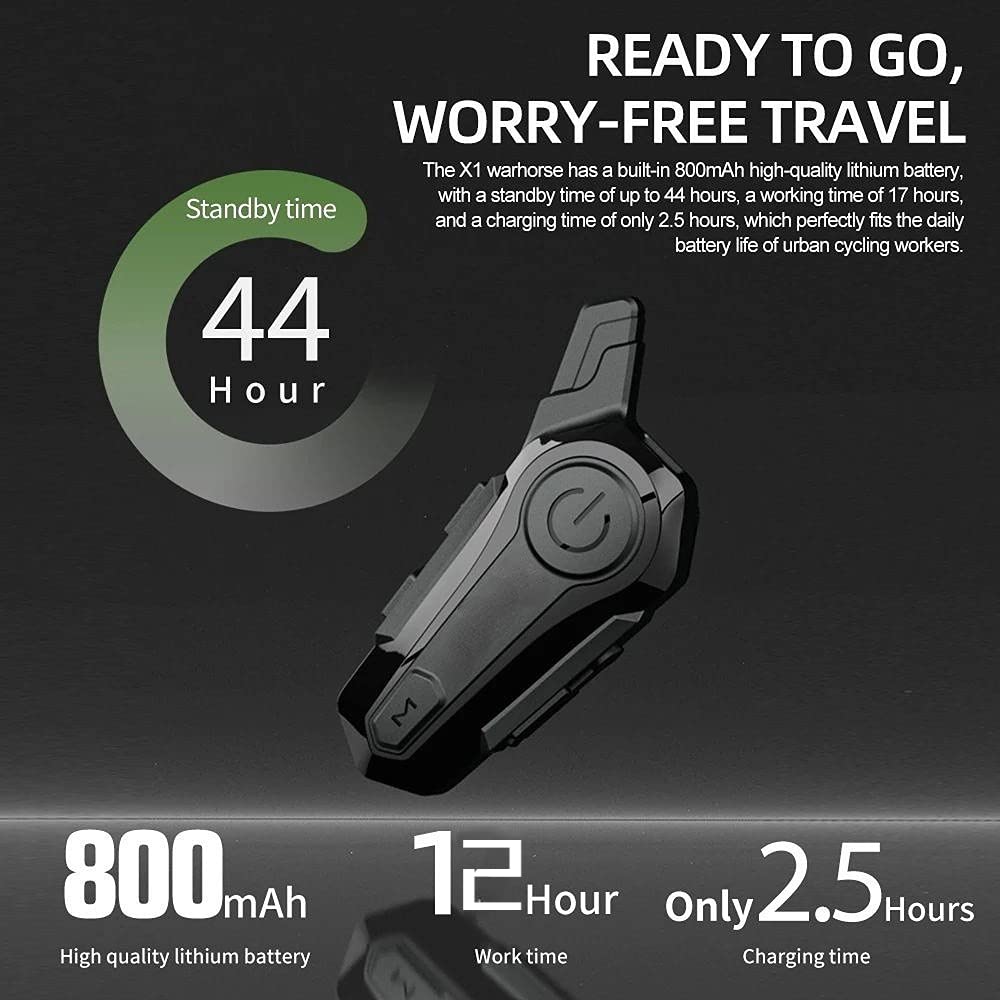 eECO-FLYING Motorcycle Bluetooth Headset - 1000m Intercom Range, CVC Noise Cancellation, IPX6 Waterproof, 2-Rider Communication System (Compatible with Half Helmets) | Perfect for Group Rides, Touring & Urban Commuting