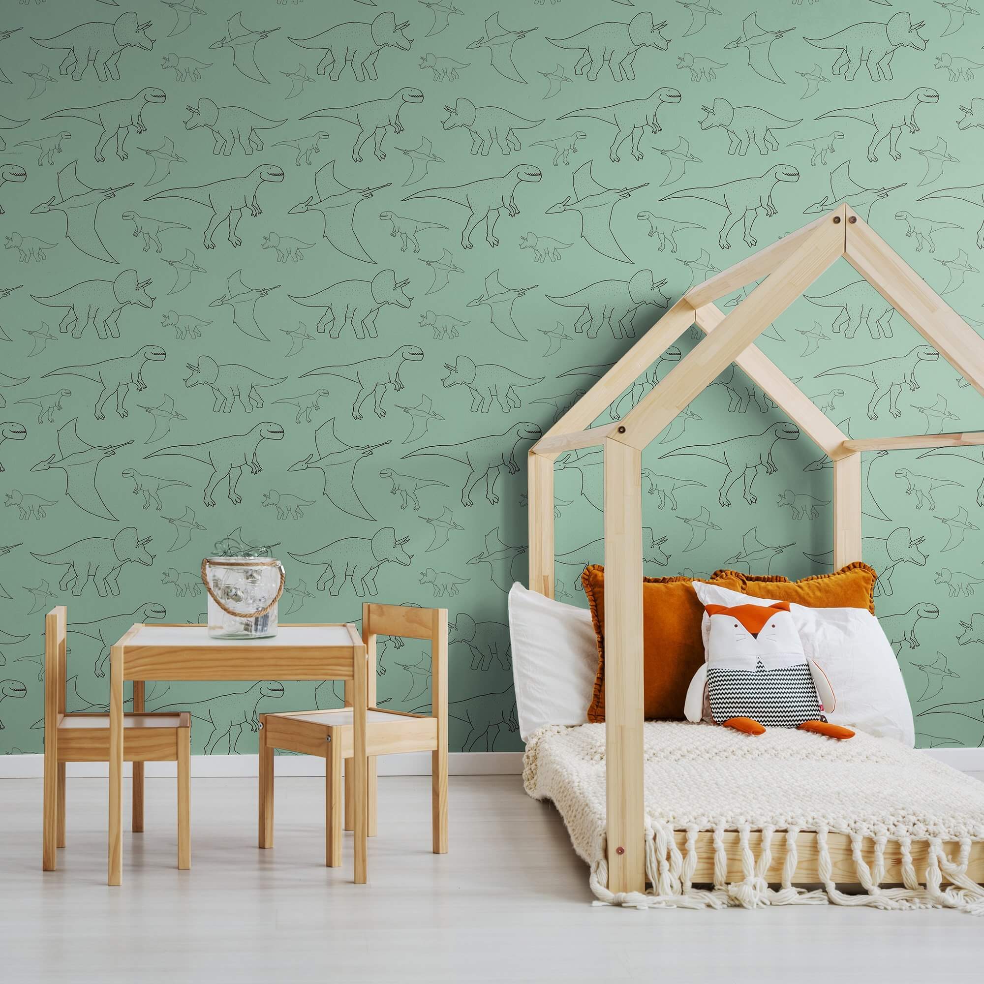 Green Animals Children's Peel and Stick Removable Wallpaper 9336 - Perfect for Nursery, Kids Room Decor & Playroom Wall Design