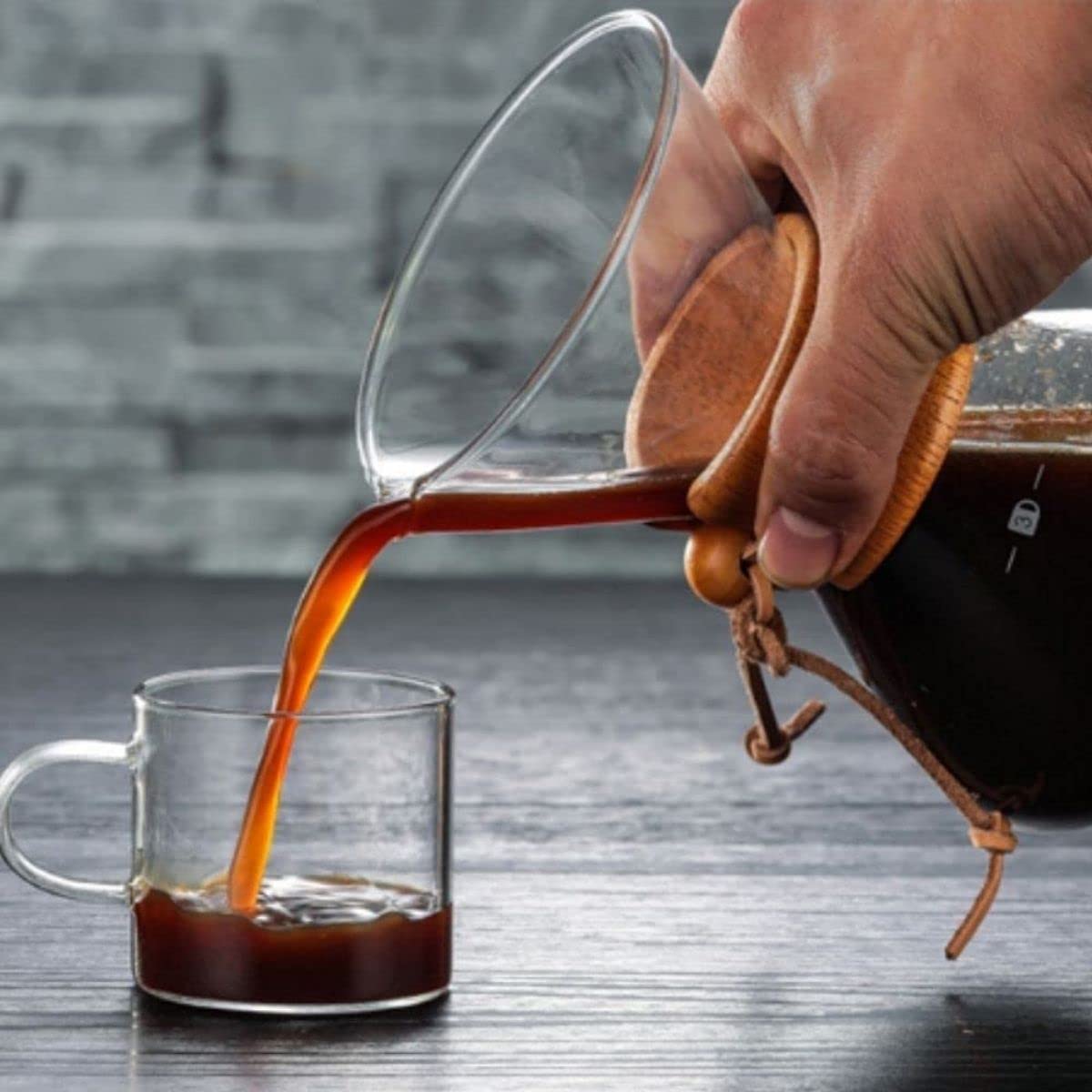 Premium Hand Blown Borosilicate Glass Pour Over Coffee Maker - 6 Cup Heat Resistant Carafe & Dripper Set for Home, Office & Camping Brewing - USA Made Specialty Coffee Accessory
