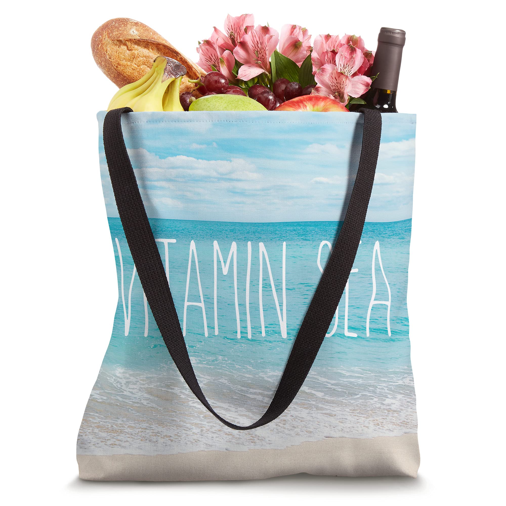 Rae Dunn Inspired Mug & Vitamin C Sea Happy Vacation Beach Day Tote Bag - Perfect for Beach Trips, Summer Outings & Gift Giving