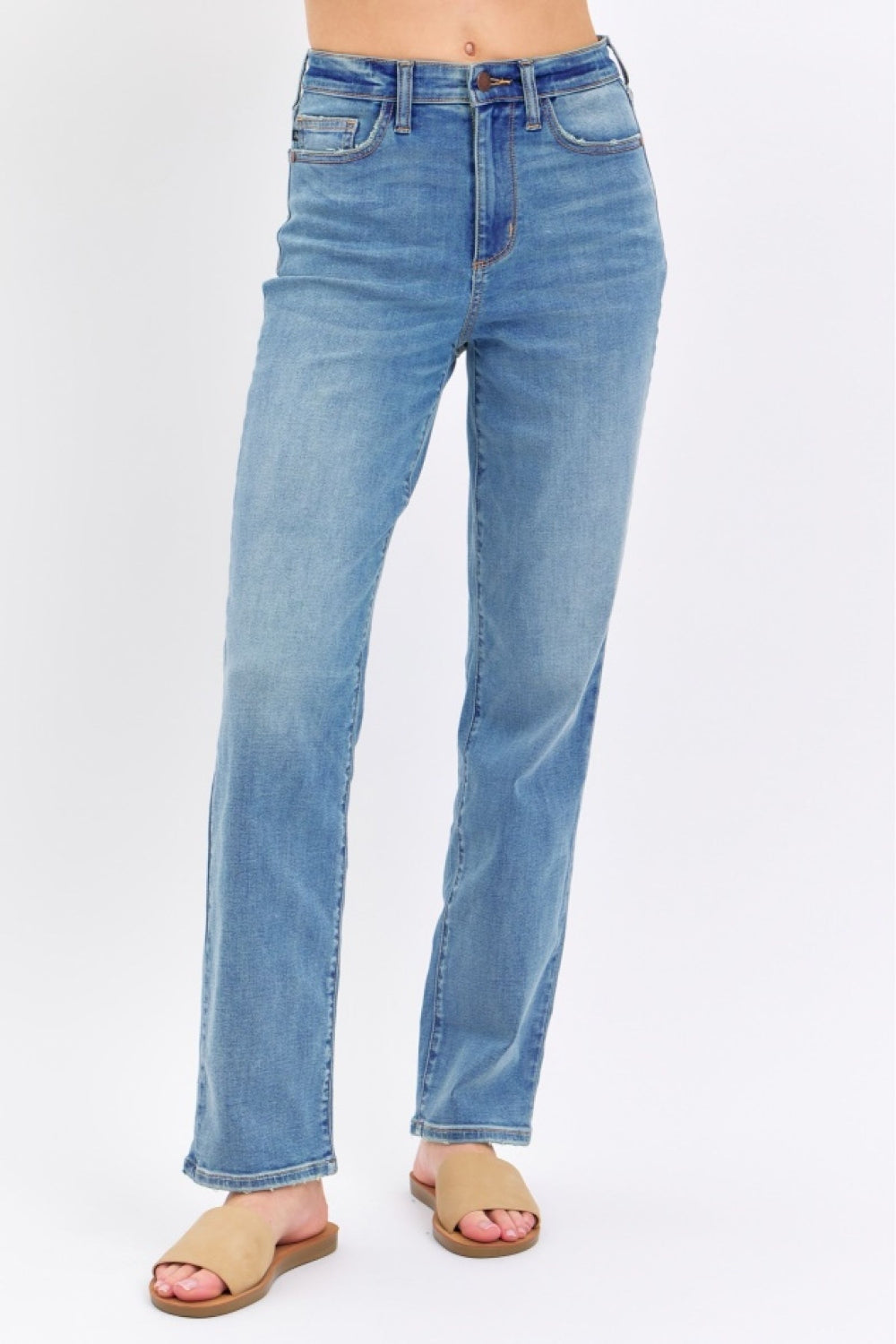 Judy Blue Women's High Waist Straight Leg Jeans - Classic Denim Pants for Casual Wear, Office & Everyday Comfort