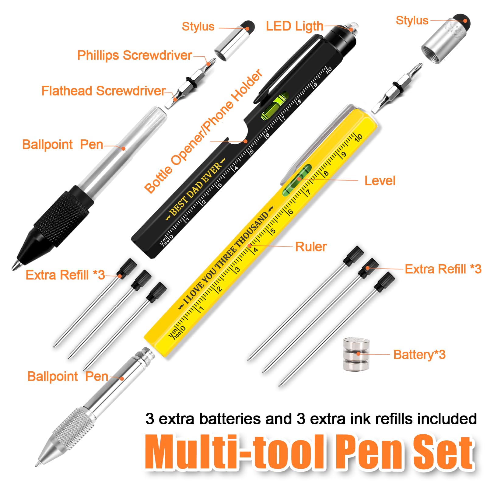 WEARXI 9-in-1 Multitool Pen - Perfect Father's Day Gift for Dad, Husband & Grandpa - Practical Birthday Gift for Men - Great for Office, Camping & Everyday Carry (Special Edition)