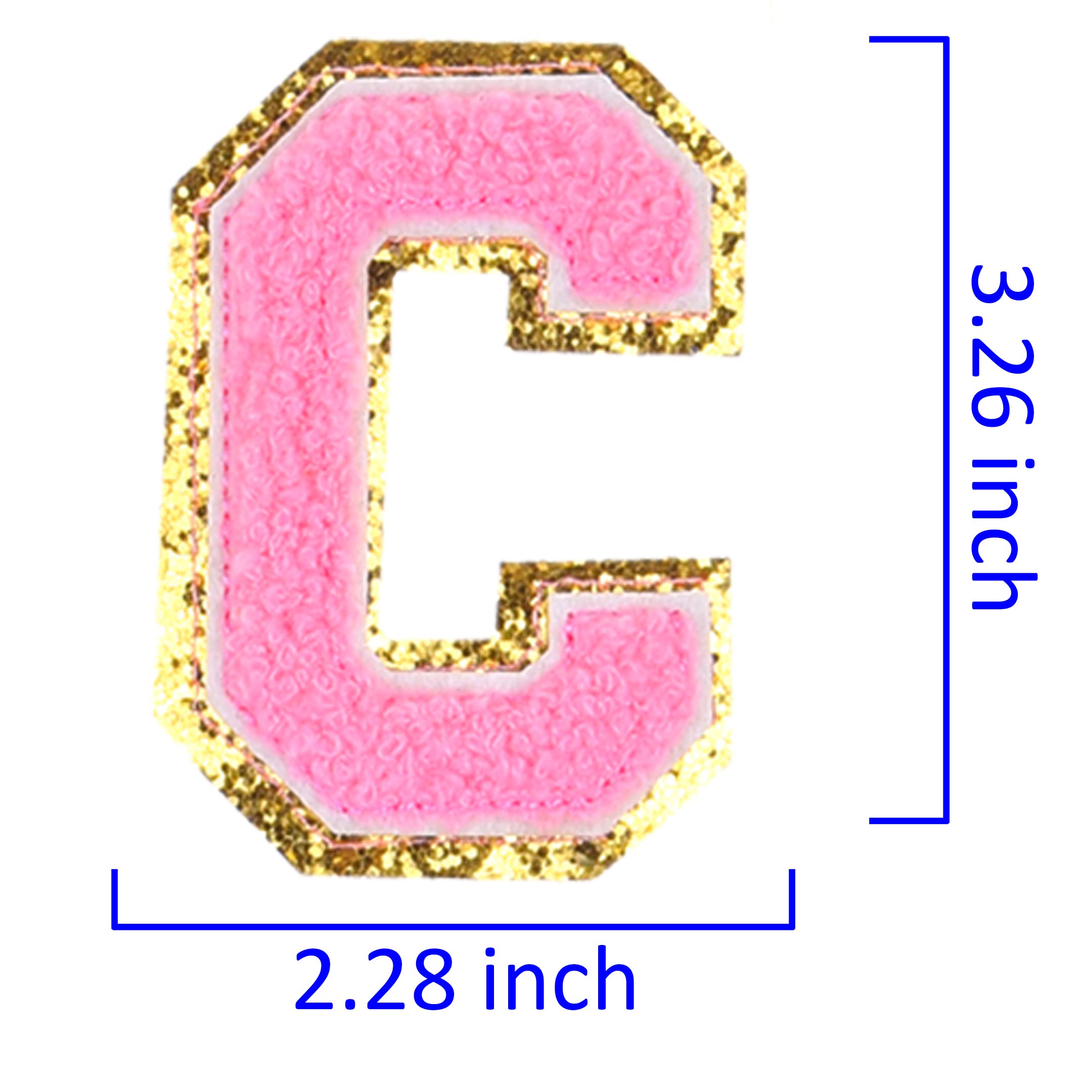 Kare & Kind Iron On Letter Patches - C Alphabet Chenille Embroidered Sew On/Iron On Patches for Clothing, Shirts, Uniforms, Dresses, Jackets, Bags, Hats - DIY Crafting, Arts & Sewing Supplies for Customizing Handmade Items & Personalizing Gifts