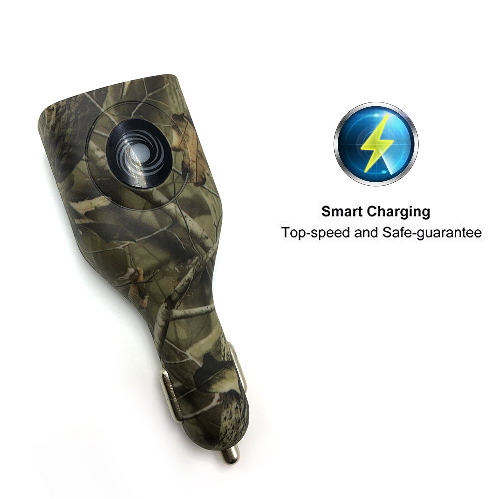NDLBS Dual USB Car Charger - 2-in-1 Fast Charging Adapter for iPhone, iPad, Samsung & LG | Portable Travel Charger with Foldable Plug (Camouflage) | Perfect for Road Trips, Commuting & Home Use