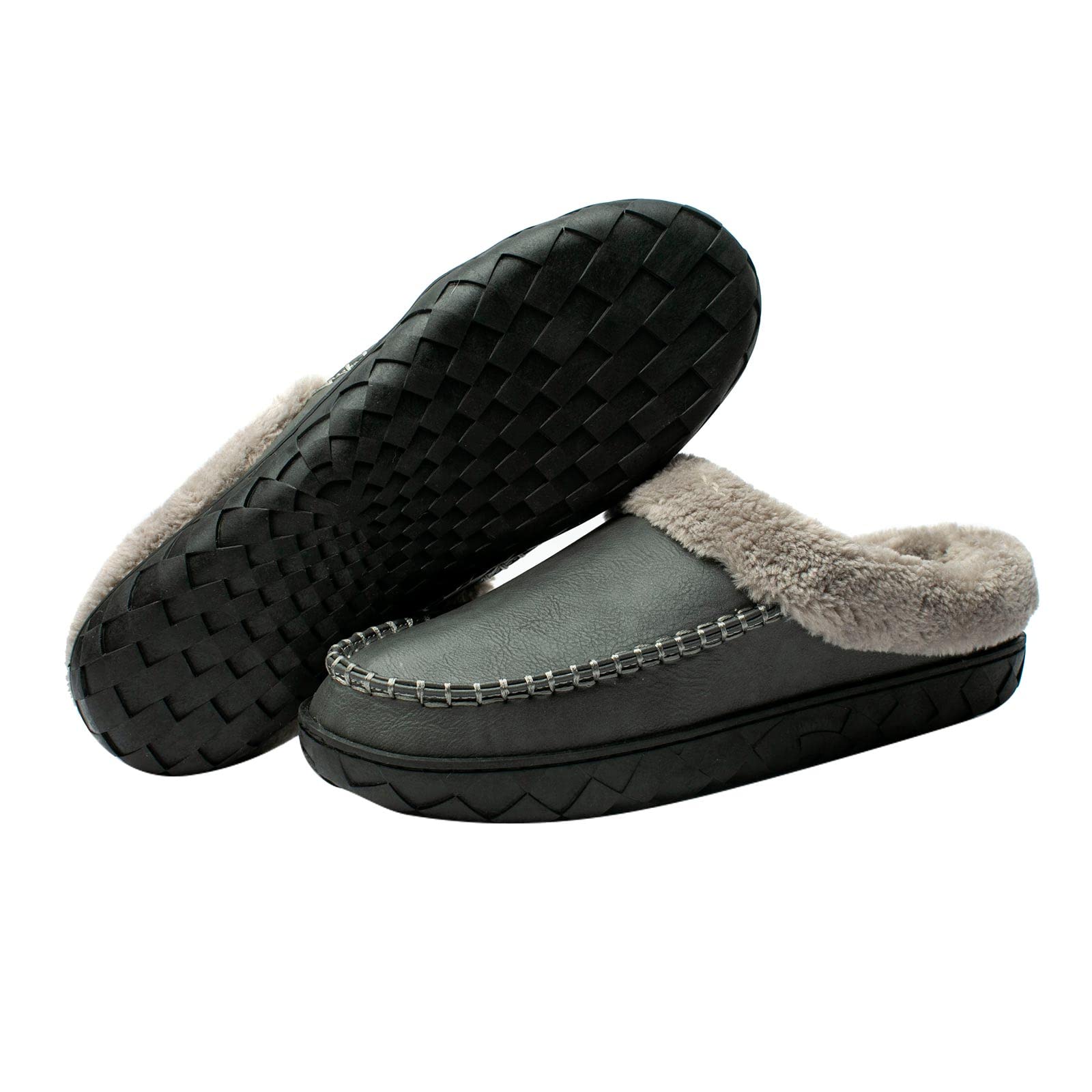 WOTTE Men's Moccasin Slippers - Soft Microsuede with Fleece Lining & Memory Foam - Comfortable House Shoes for Indoor/Outdoor Wear - Perfect for Home, Office, and Travel