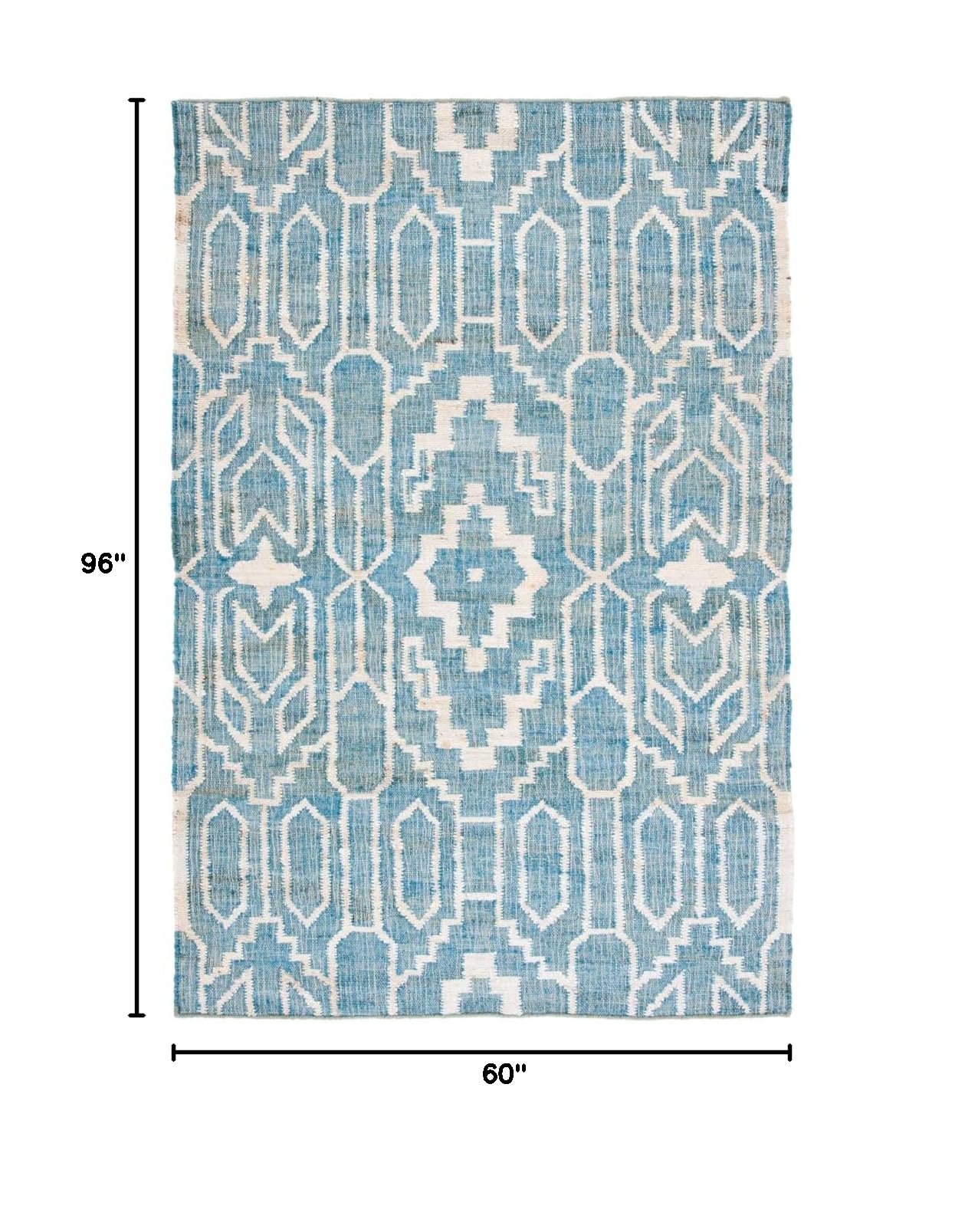 SAFAVIEH Handmade Jute Area Rug 5' x 8' - Natural Fiber Collection in Blue & Ivory (NFB750M) | Durable & Stylish for High Traffic Living Room, Bedroom, Office & Entryway