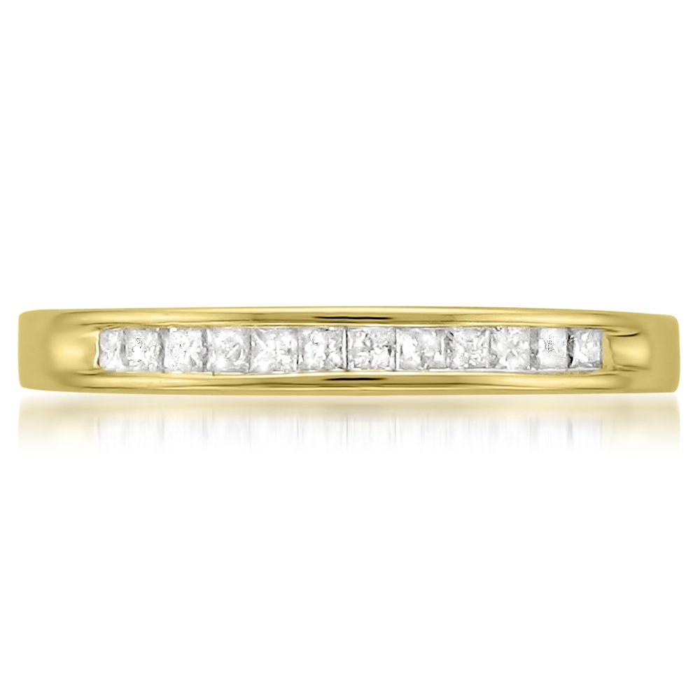 1/4 Carat Princess Cut Diamond Wedding Band Ring for Women - 14K Yellow Gold Channel-Set Bridal Ring (I-J, I2-I3) | Natural Diamond Jewelry | Gift Box Included | Perfect for Engagement, Anniversary & Special Occasions