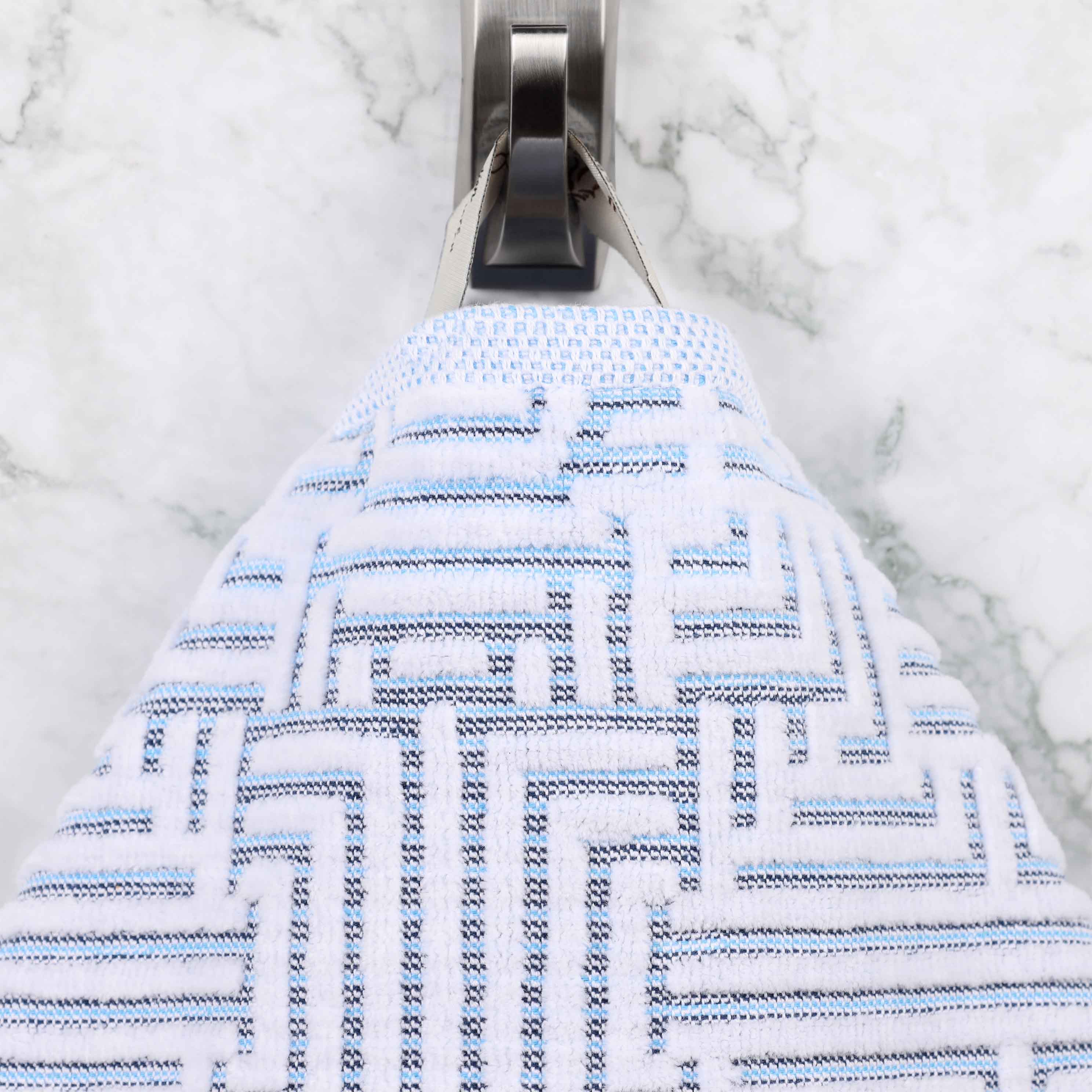 Premium Cotton Modern Geometric Jacquard Plush Bath Towel Set of 3 - Ultra Absorbent & Quick Dry - Luxury Spa, Bathroom & Beach Towels for Home & Travel