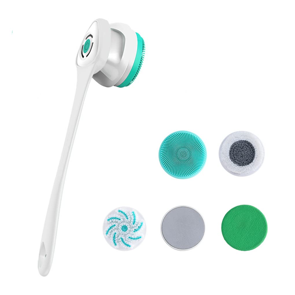Electric Shower Brush Set - 5 Soft Heads for Face, Body & Feet - Deep Clean & Waterproof - Great for Bath & Spa