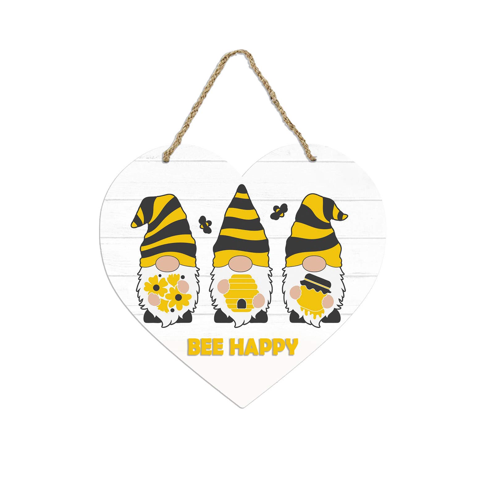 Farmhouse Front Door Welcome Sign - Heart-Shaped Happy Bee Festival Hanging Decor for Porch, Rustic Door Hanger for Housewarming & Holiday - Perfect for Spring Decor, Outdoor Entryway & Country Home Decor