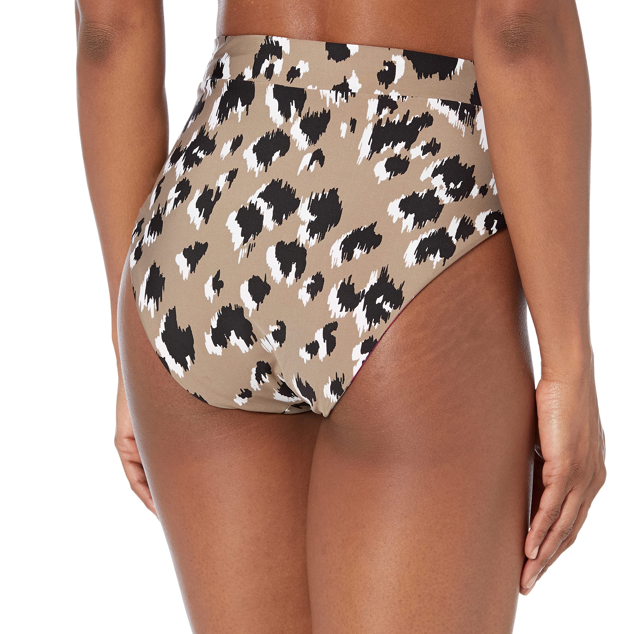 Trina Turk Women's High Waist Reversible Bikini Bottom - Multicolor Lynx Print, Adjustable Band, Swimwear for Beach, Pool & Vacation