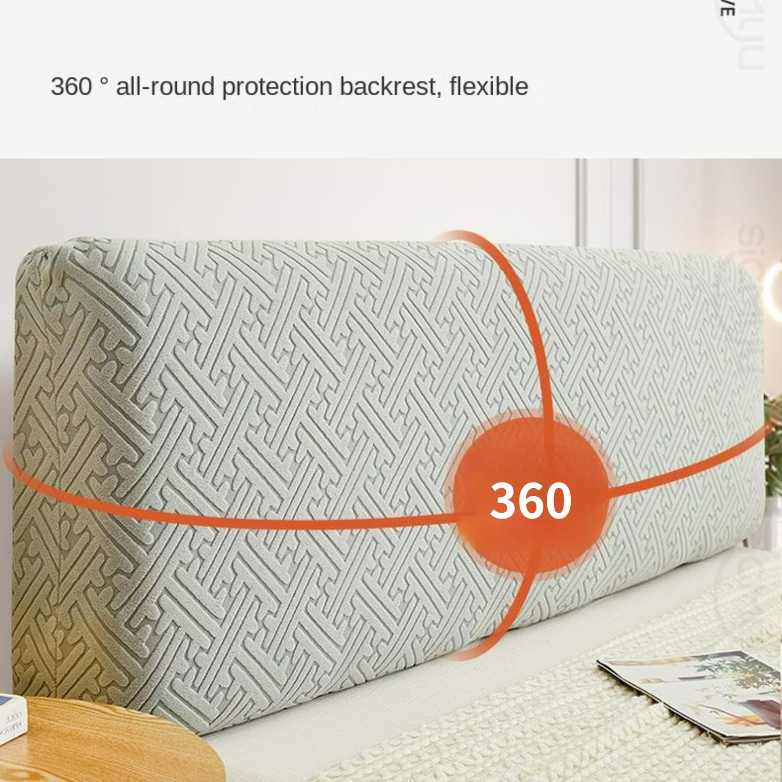 EFELIM Stretch Bed Headboard Slipcover - Queen/King/Full Size Jacquard Dustproof Protector - Elegant Rice White Headboard Cover for Bedroom Decor (43