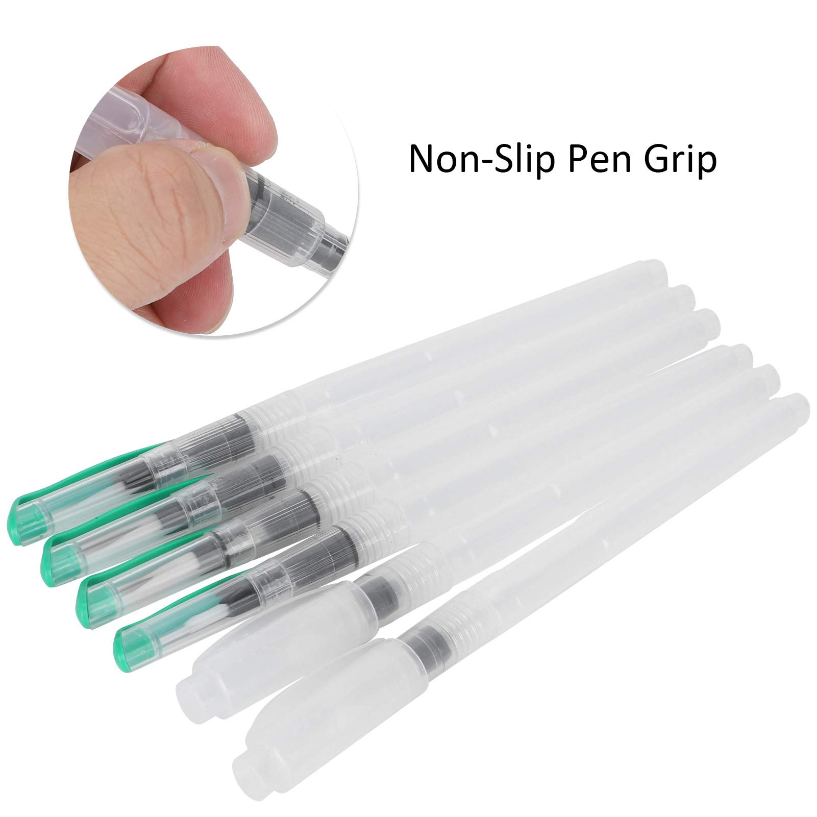 6Pcs Refillable Watercolor Brush Pens - Water Brush Set for Painting, Powder Paint & Water-Soluble Colored Pencils | Perfect for Artists, Sketching, Calligraphy & DIY Craft Projects