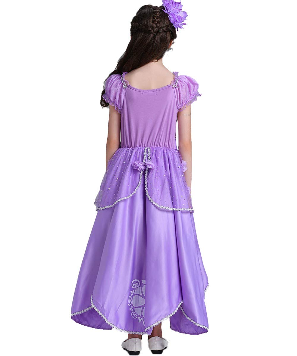 Sofia the First Princess Costume for Girls - Rapunzel Dress Up Outfit for Birthday, Halloween Party & Cosplay | Perfect for Dress-Up Play, Themed Parties & Disney Character Roleplay