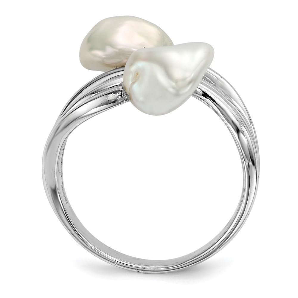 Premium 7-8mm White Baroque Cultured Pearl Sterling Silver Ring for Women | Elegant Jewelry Gift for Brides, Anniversaries & Special Occasions