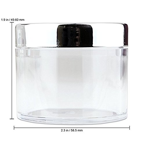 Beauticom 60 Grams (2 Oz) Clear Leak Proof Plastic Jars with Silver Lids - 96 Pack | Travel-Friendly Cosmetic Containers for Makeup, Lotion, Creams, Oils & Salves | Ideal for Home, Salon & DIY Skincare Storage