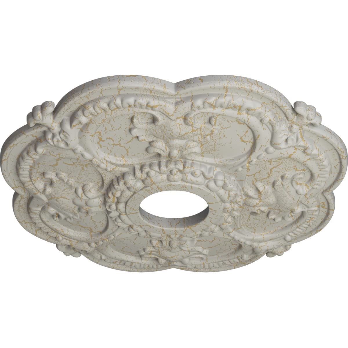 Ekena Millwork CM17ROPCC 18 Inch Rotherham Ceiling Medallion - Hand-Painted Pot of Cream Crackle Finish, 18