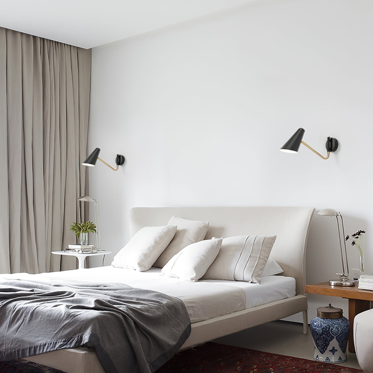 Apex Modern Wall Sconce Light Fixture - Brushed Nickel Finish, Plug-in or Hardwired, Dimmable LED Wall Light for Living Room, Bedroom, Hallway & Entryway