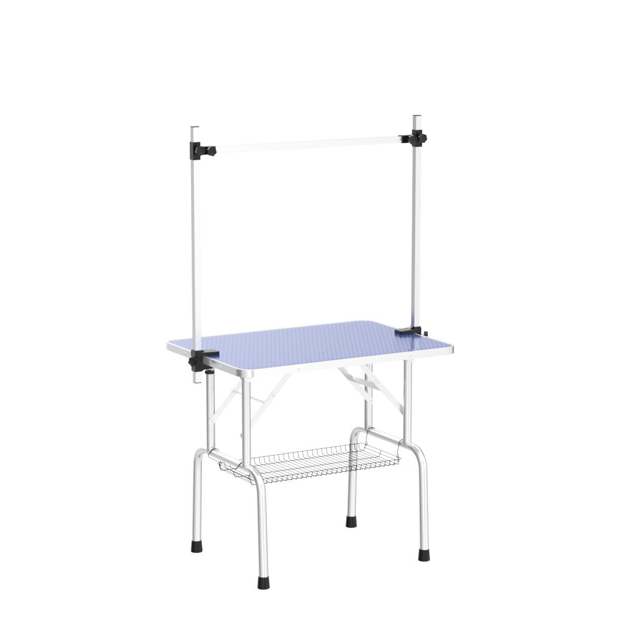 Premium Adjustable Dog Grooming Table - Large Foldable Pet Bathing & Drying Desk with Safety Arms, Noose & Mesh Tray | Supports 330Lbs (36in Navy) | Perfect for Professional Groomers & Home Pet Care