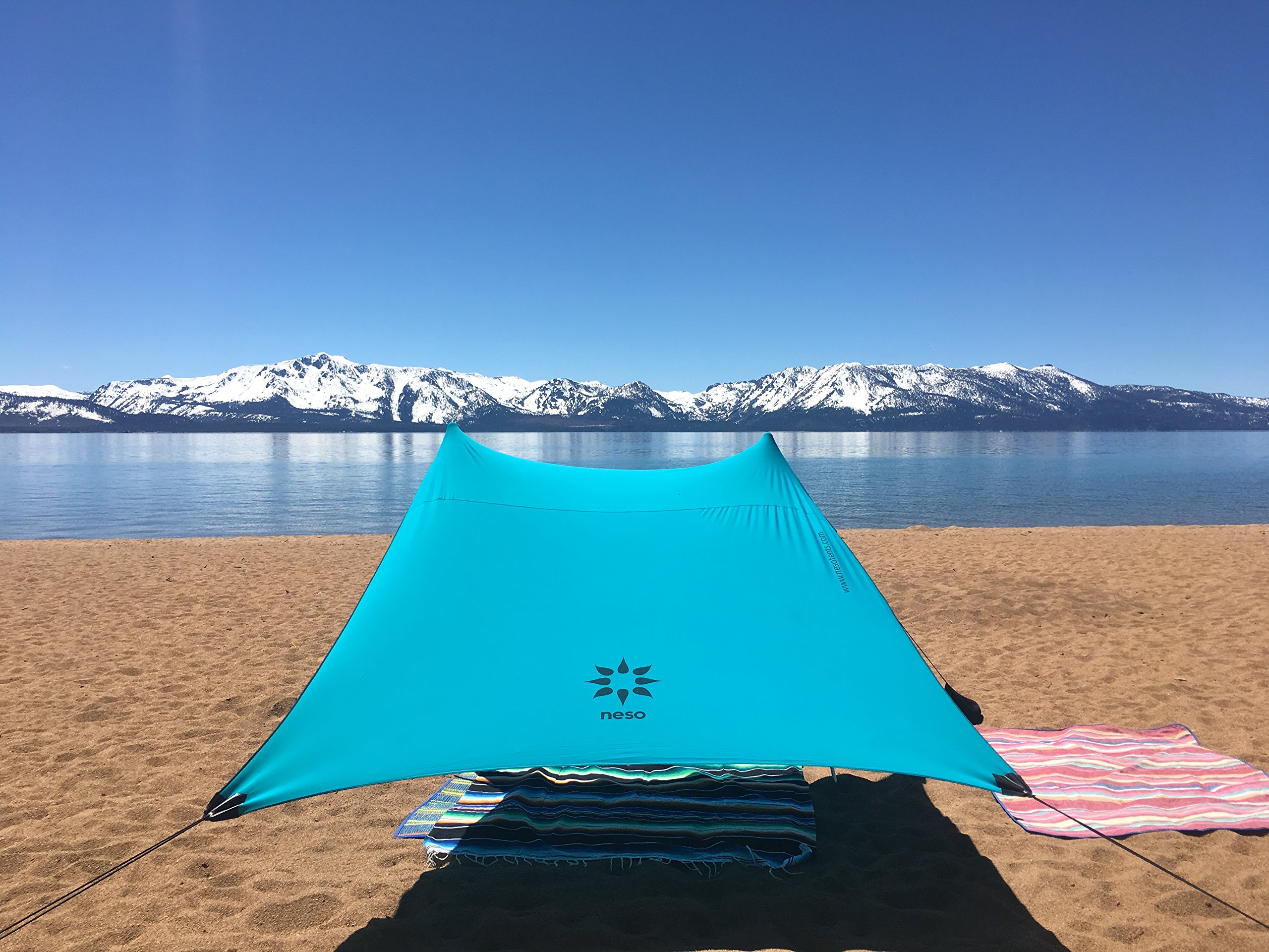 Neso Tents Beach Tent with Sand Anchor - 7' x 7' Portable Sun Shelter, UPF 50+ Canopy with Patented Reinforced Corners (Teal Blue) - Perfect for Family Beach Days, Camping Trips & Outdoor Adventures
