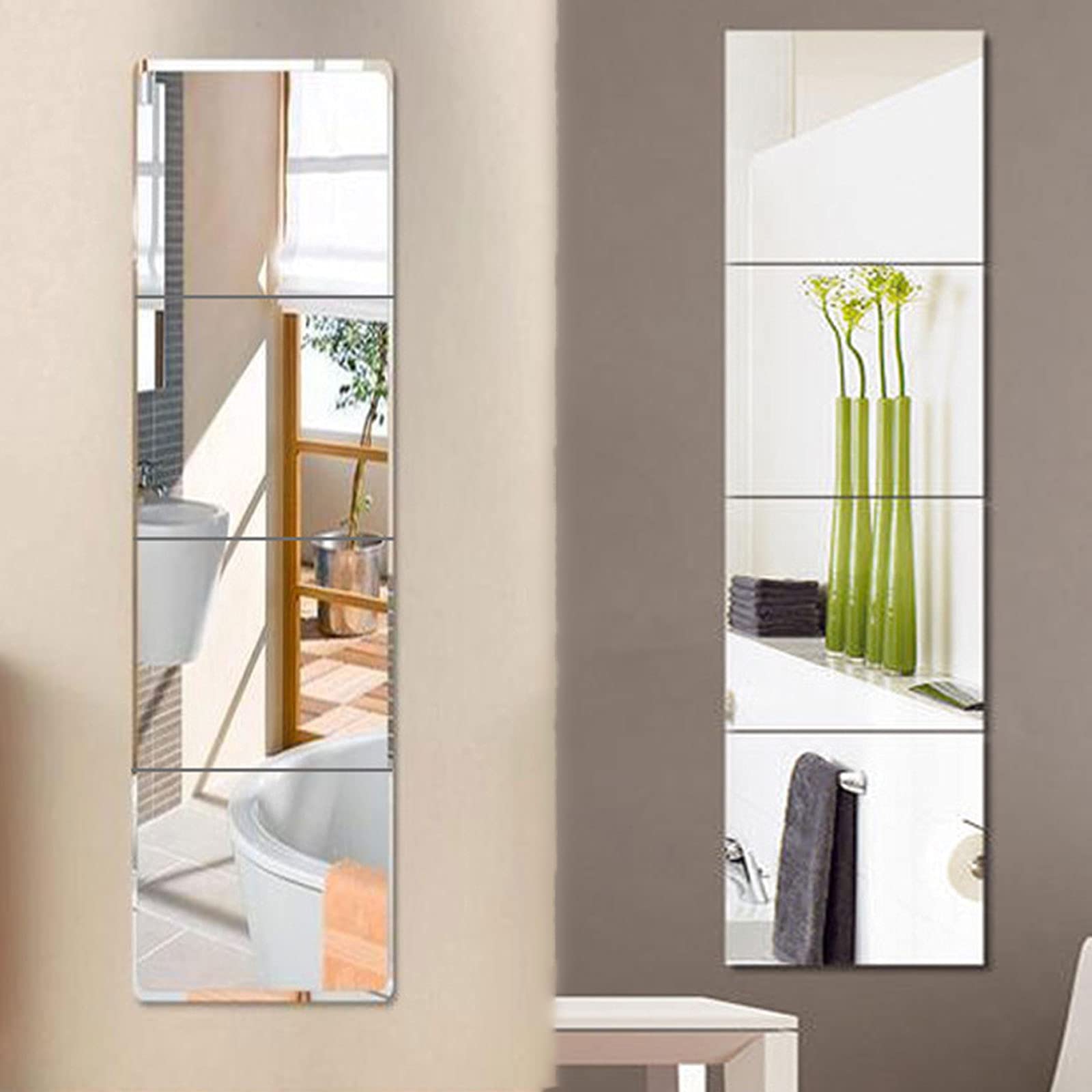 Myuilor Flexible Non-Glass Wall Mirrors - 3-Piece Frameless Set (16x16 Inches), Lightweight Plastic Mirror Sheets with Self-Adhesive Backing for Home Decor, Bathroom, Bedroom & DIY Projects