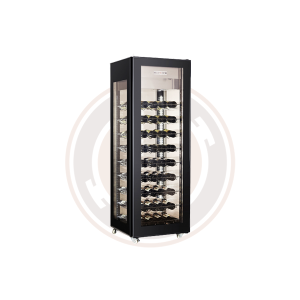 Omcan 26 Inch Single Zone Wine Cooler - 81 Bottle Capacity for Home, Restaurant & Bar Use - Stainless Steel Wine Refrigerator with Digital Temperature Control