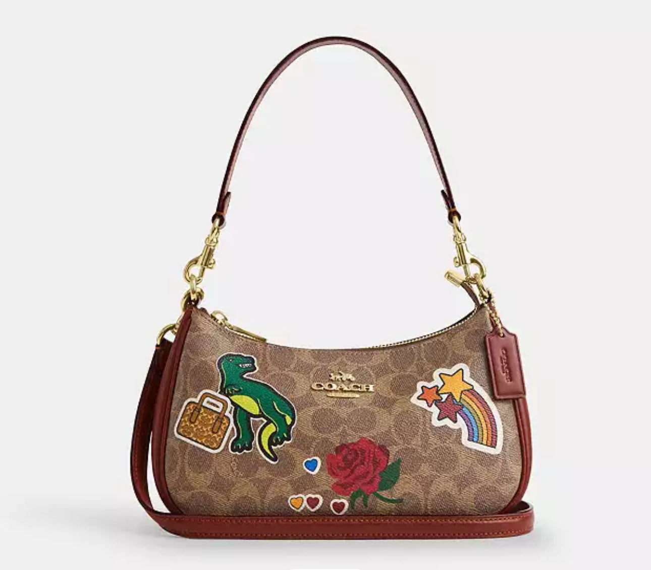 NWT Coach Teri Signature Canvas Shoulder Bag with Sticker Print - Stylish Crossbody Purse for Women, Perfect for Work, Travel & Everyday Use