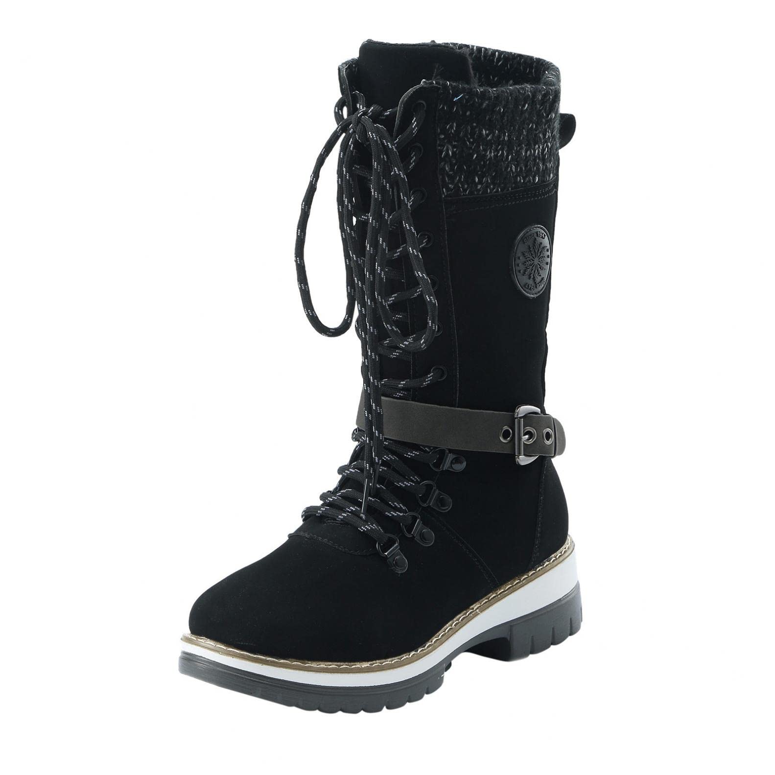 AOKASII Women's Chunky High Heel Ankle Boots - Platform Lace Up Booties, Motorcycle & Military Combat Boots for Casual Outfits, Night Out & Biker Style