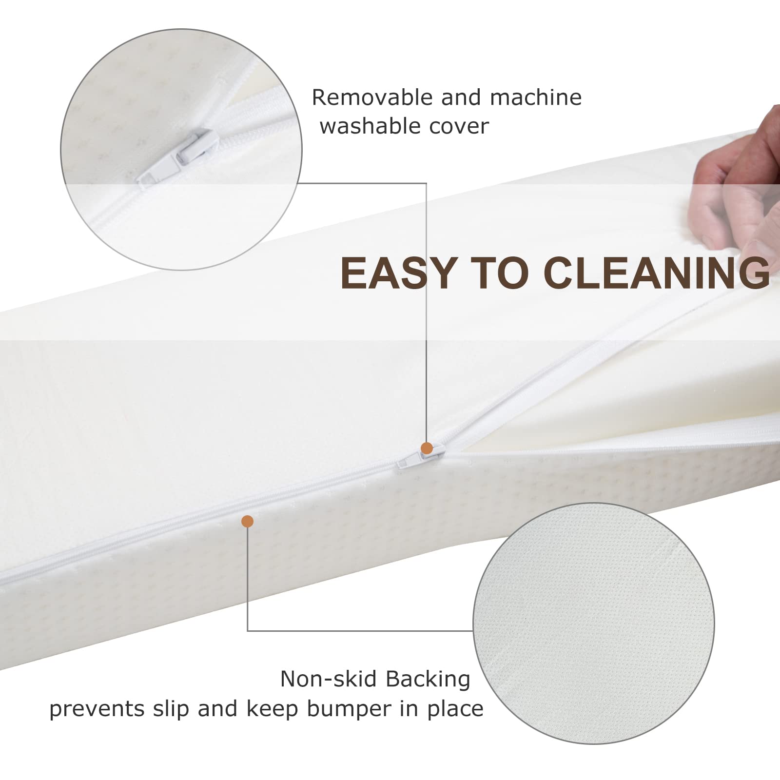 YIHATA Toddler Bed Bumpers - 1 Pack Safety Bed Rail for Kids, Non-Slip Water Resistant Washable Foam Bed Guard for Twin/Queen/King/Full Size Beds - Perfect for Childproofing & Preventing Falls During Sleep