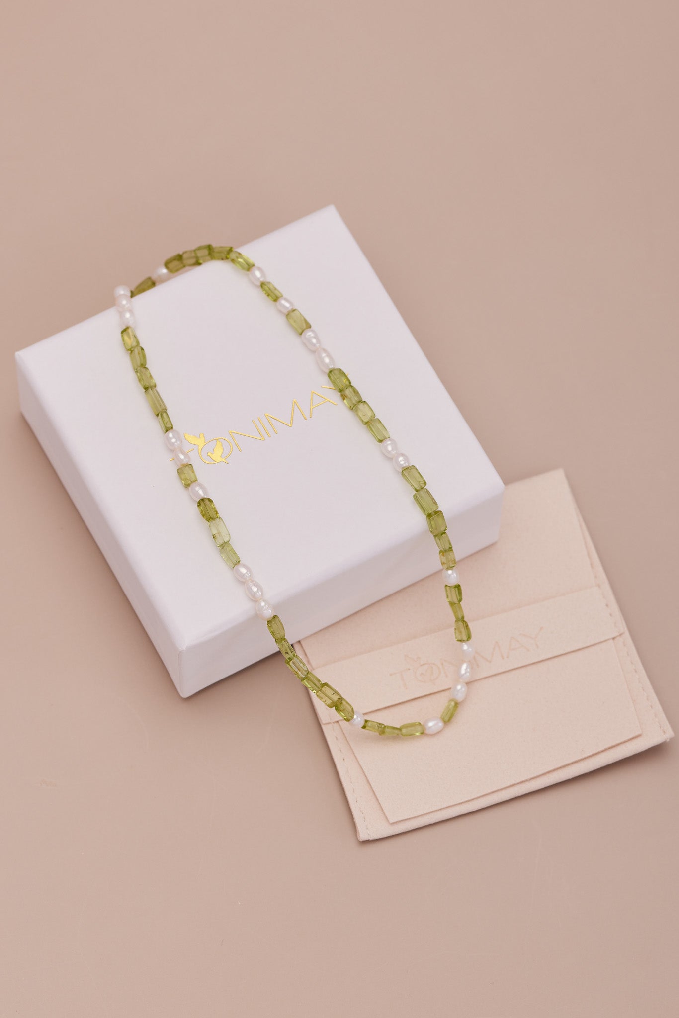 Peridot & Pearl Gold Beaded Necklace for Women - Elegant 14K Gold Plated Jewelry - Perfect for Weddings, Parties & Everyday Wear