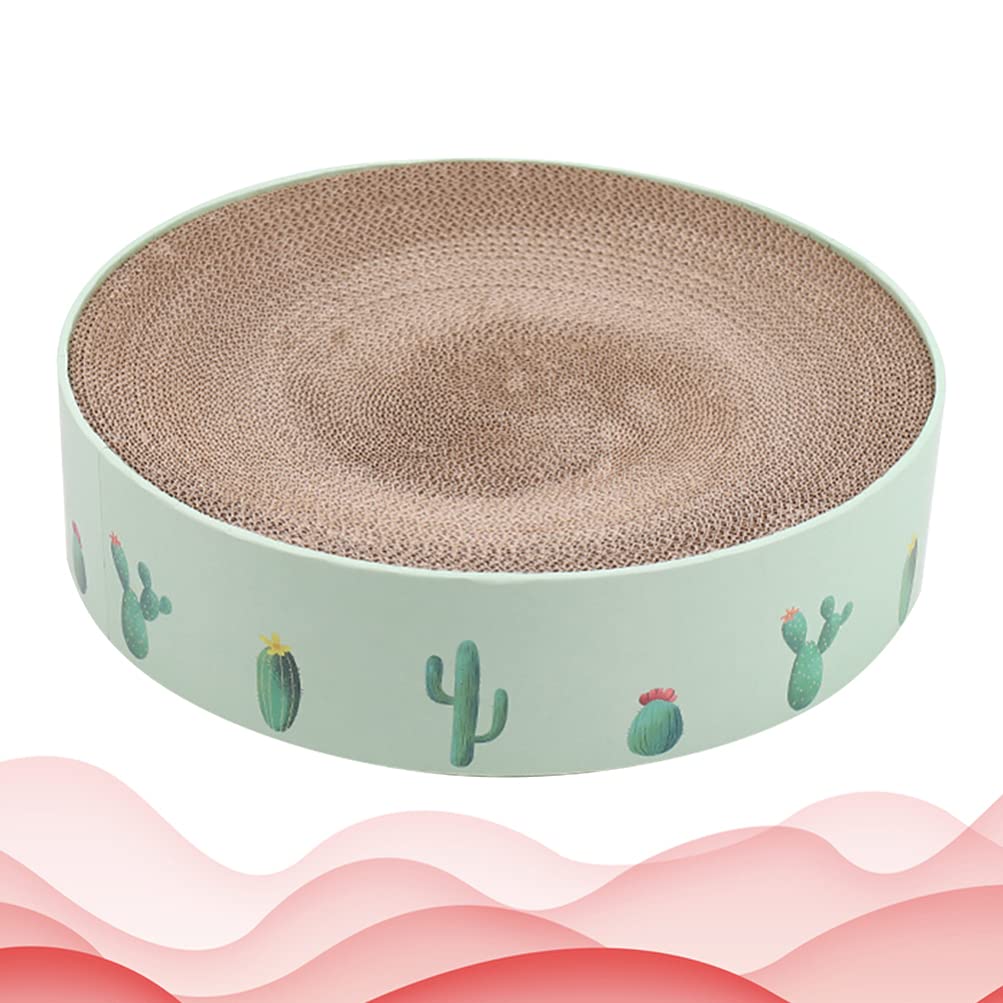 1Pc Cat Scratcher Cardboard Bowl Shape Scratching Board with Cacti Pattern - Durable Cat Scratching Post, Scratch Pad & Bed for Indoor Cats - Perfect for Playtime, Nail Care & Furniture Protection