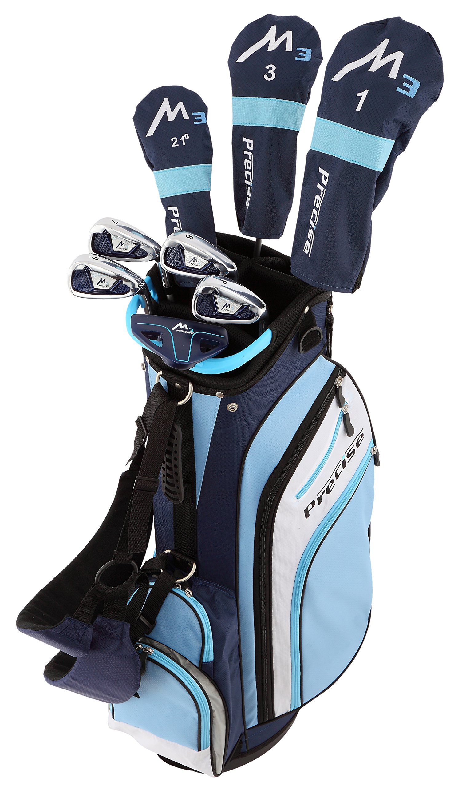 **Precise M3 Ladies Right Handed Golf Club Set - Complete Regular & Petite Women's Golf Clubs with 3 Hybrid Clubs, Lightweight Graphite Shafts & Spacious Stand Bag | Perfect for Beginners & Recreational Golfers | Ideal for Driving Range, Course Play & Golf Tournaments**