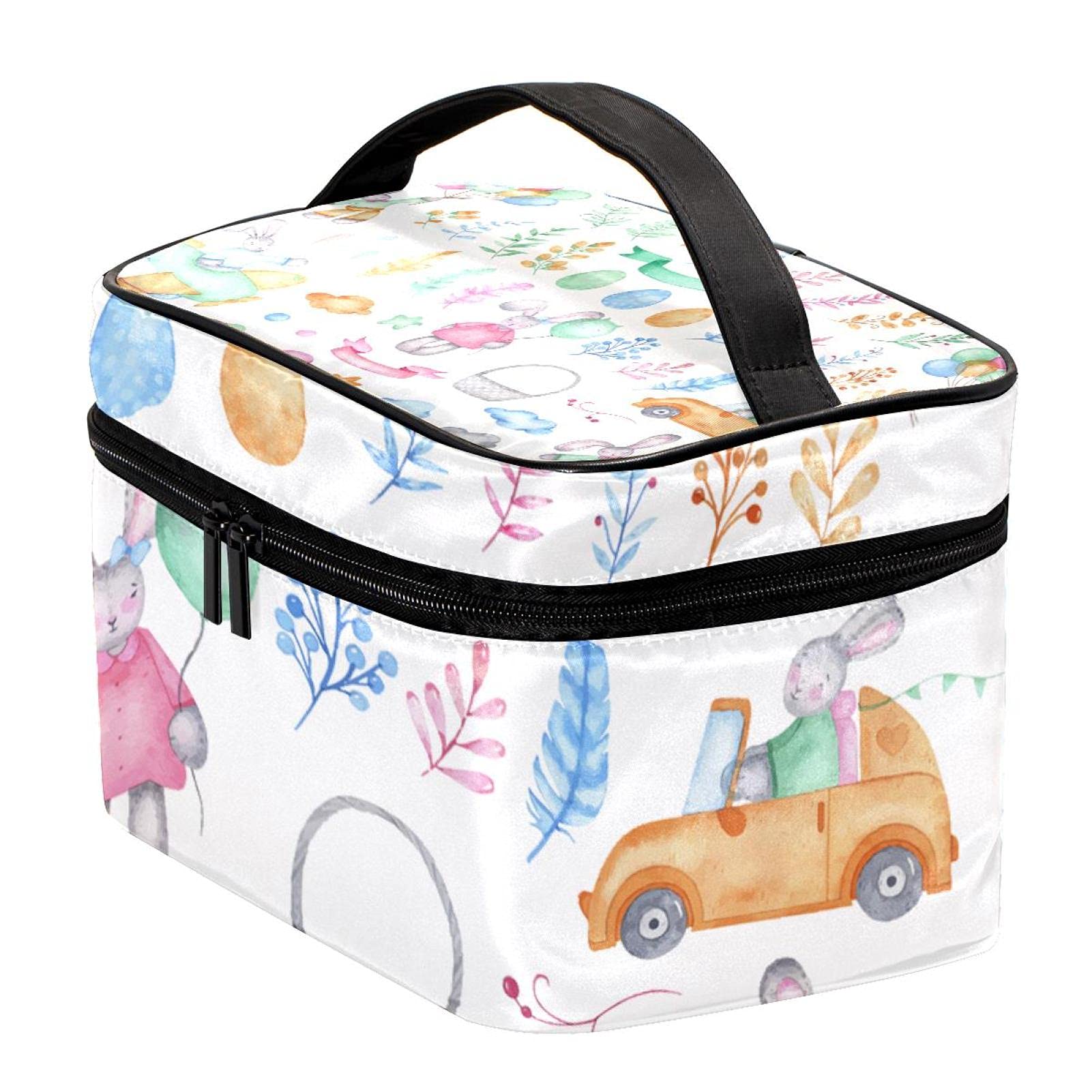 Easter Bunny Watercolor Travel Makeup Bag - Large Cosmetic Organizer with Zipper for Women & Girls | Perfect for Toiletries, Makeup Storage & Travel Essentials