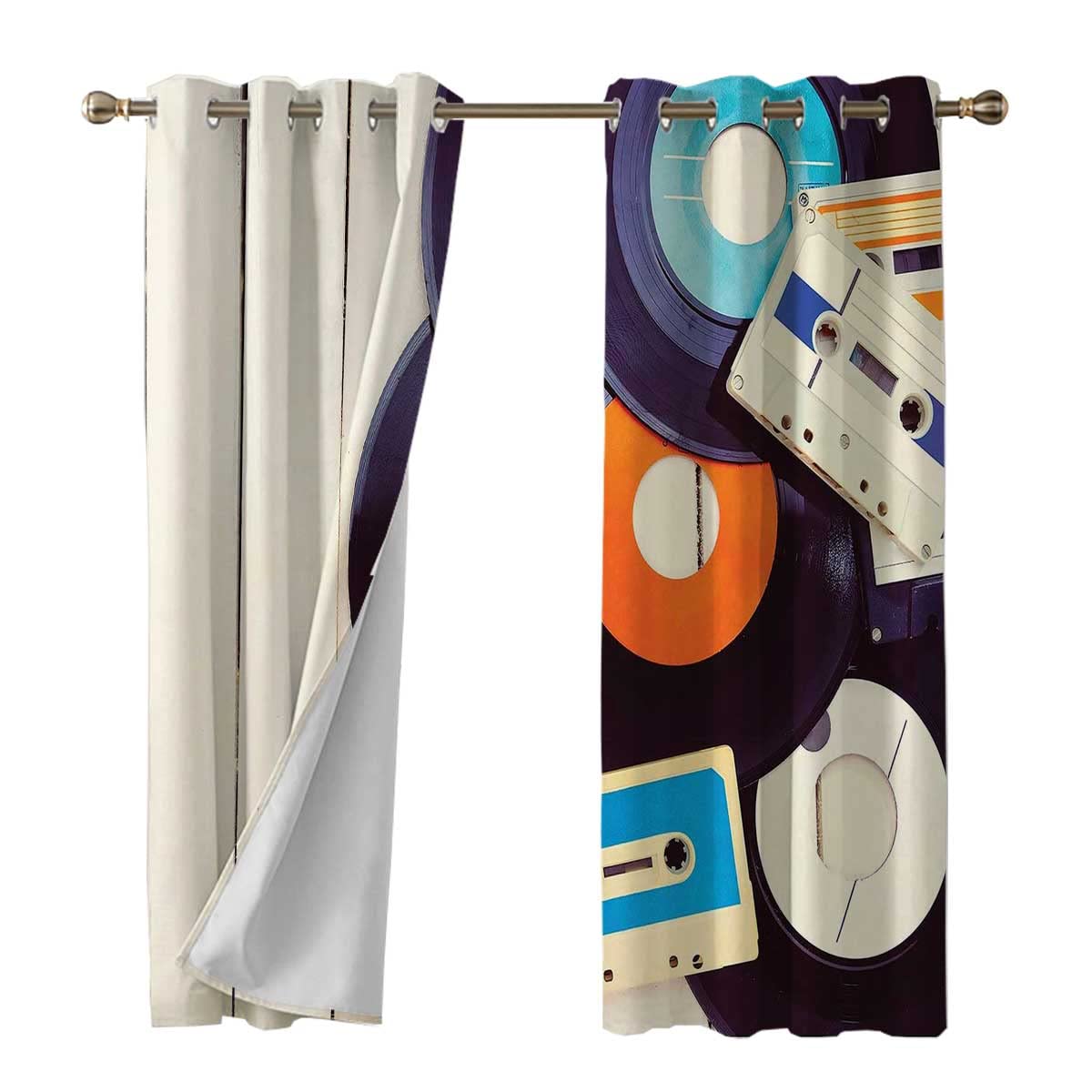 Thermal Insulated Blackout Curtains - 48x84 Inch Grommet Panels for Bedroom, Orange & Black Soundproof Drapes - Perfect for Home Theater, Nursery & Noise Reduction