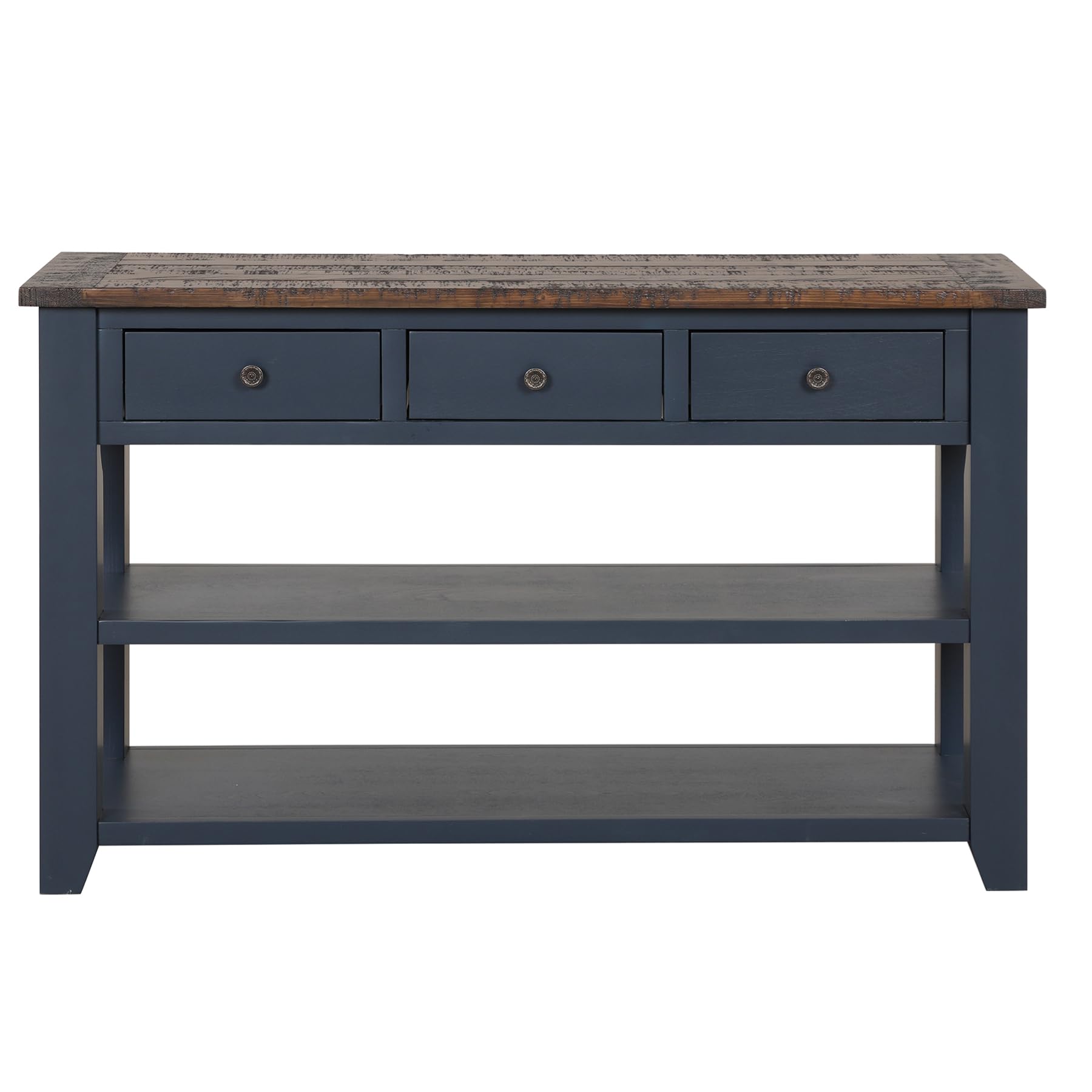 Solid Wood Console Table with Storage Drawers & Bottom Shelf - 48.8