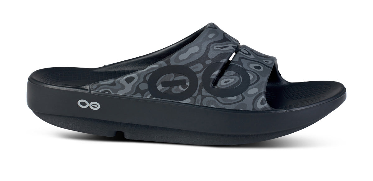 Women's OOahh Sport Slide Sandals - Black Water Camo | Comfortable & Lightweight Athletic Slides for Running, Gym, Pool & Beach Wear