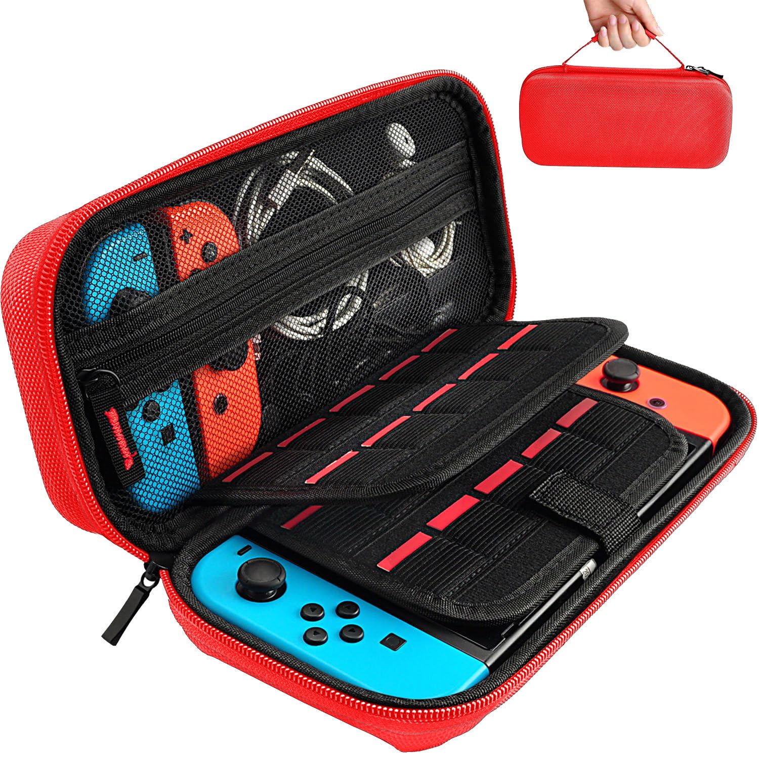 Premium Nintendo Switch Carrying Case for Switch & Switch OLED - Hard Shell Travel Case with 20 Game Cartridge Slots, Protective Pouch for Console & Accessories - Perfect for Gaming On-The-Go, Travel & Storage