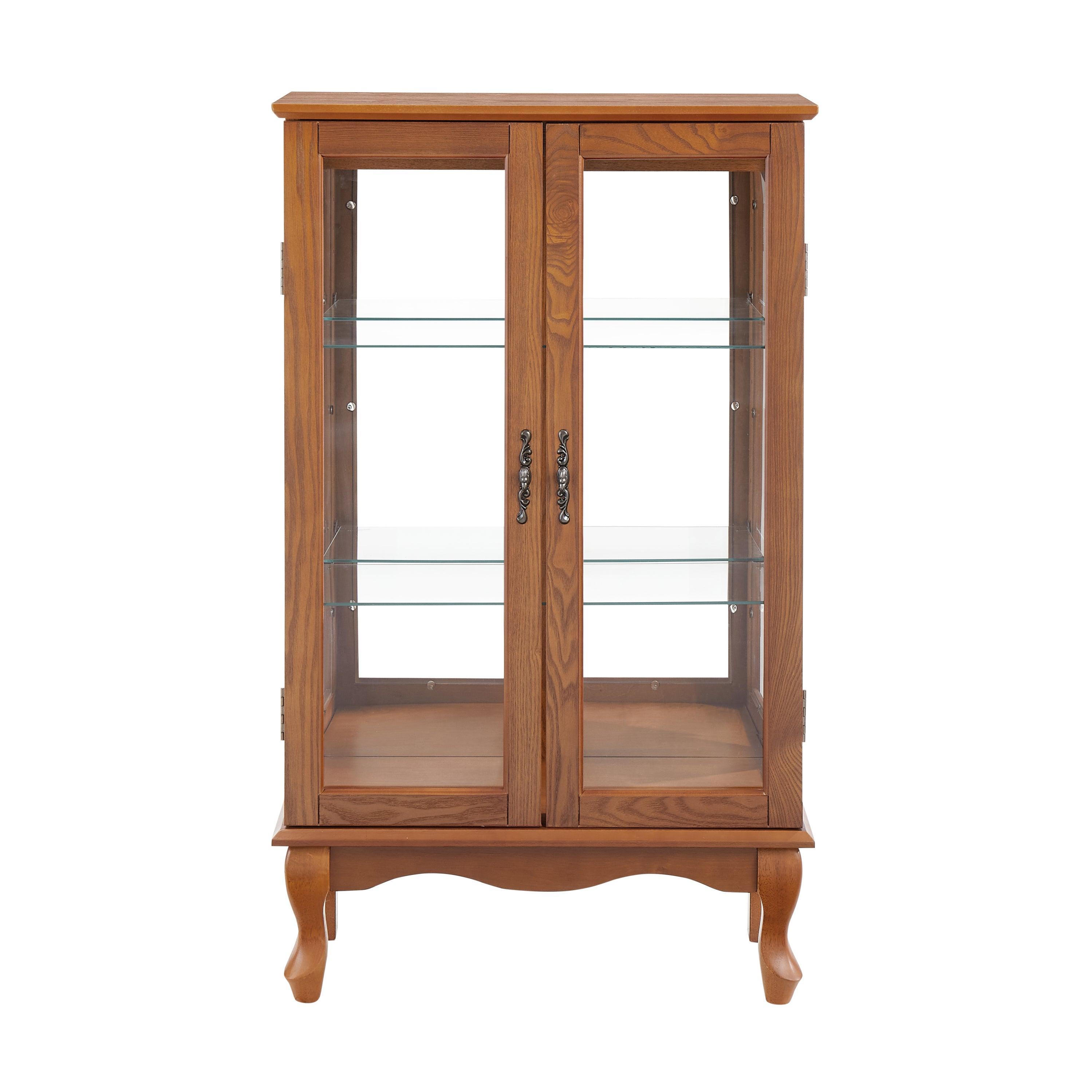 2 Door Curio Cabinet with Tempered Glass & Mirrored Back - LED Lighted Display Case for Living Room, Dining Room, Office - Perfect for Showcasing Collectibles, China, and Home Decor