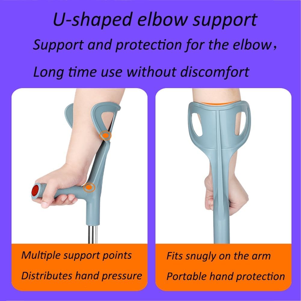 CalCare Aluminum Adjustable Elbow Crutches for Adults - Lightweight Mobility Aid for Injury Recovery, Surgery & Daily Support - Ideal for Home, Hospital & Outdoor Use