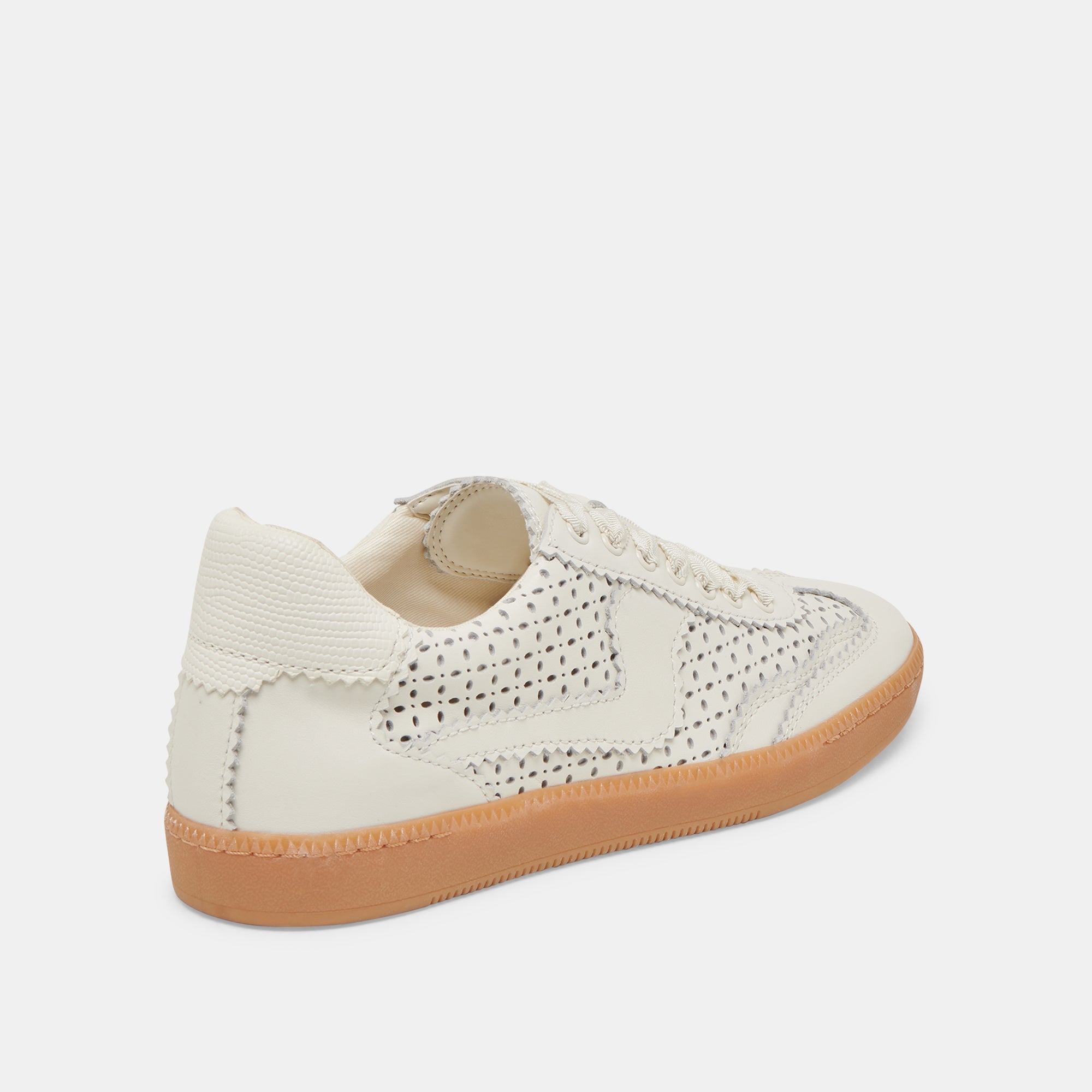 Notice White Leather Perforated Eyelet Sneakers - Comfortable & Stylish Shoes for Casual Wear, Walking, and Everyday Fashion