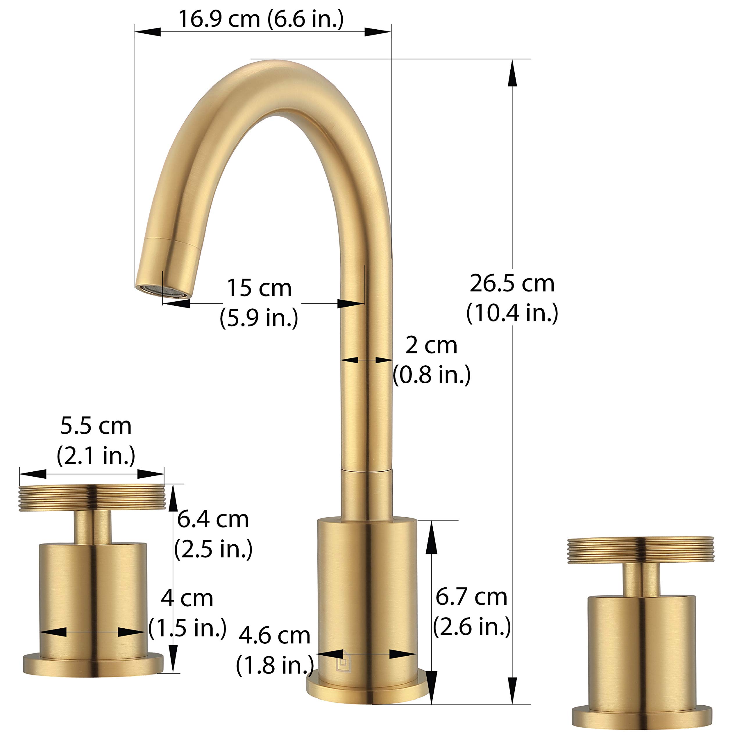 Ancona Nova Brushed Titanium Gold Double Handle Widespread Bathroom Faucet - AN-4511 | Modern Bathroom Sink Faucet for Vanity, Powder Room & Guest Bath Installation