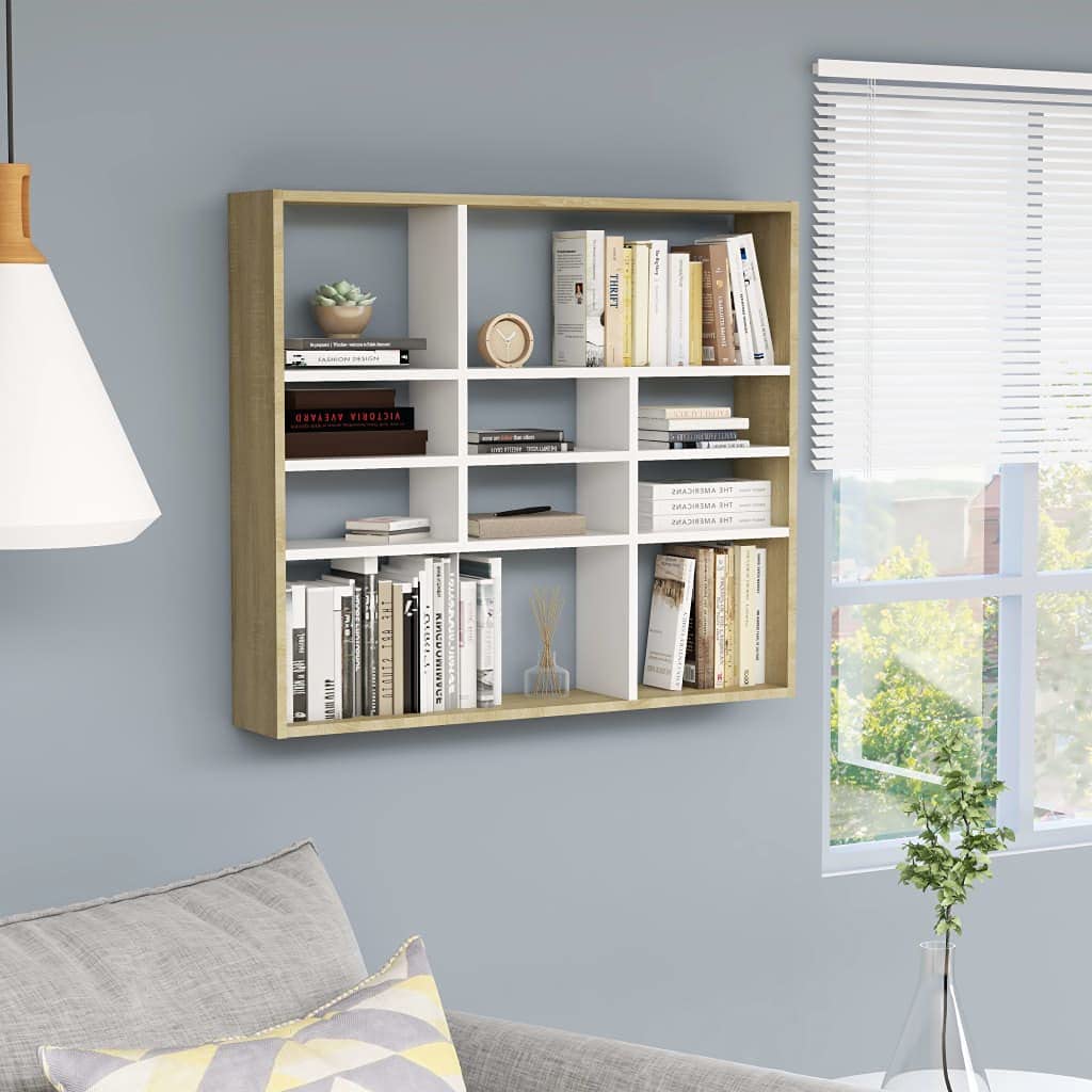Nicoone Floating Wall Shelves - White Wooden Bookshelf Organizer 35.4