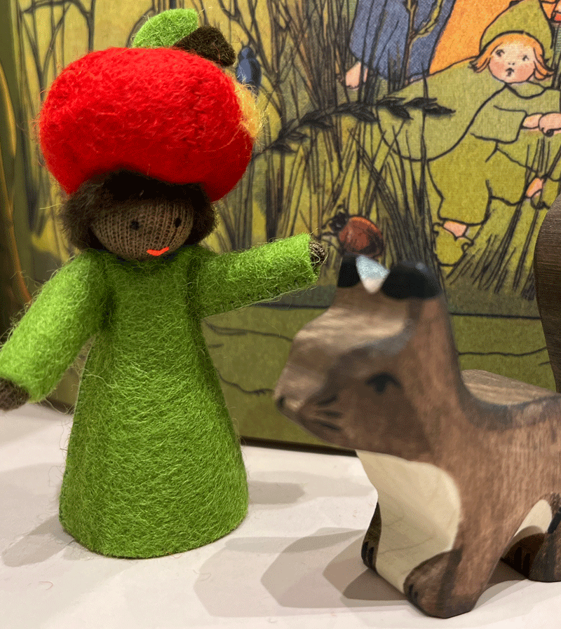 Handmade Mini Waldorf Doll for Dark Skin Toddlers - Natural Cotton & Wool Eco-Friendly Toy for Pretend Play, Cuddling & Waldorf Education