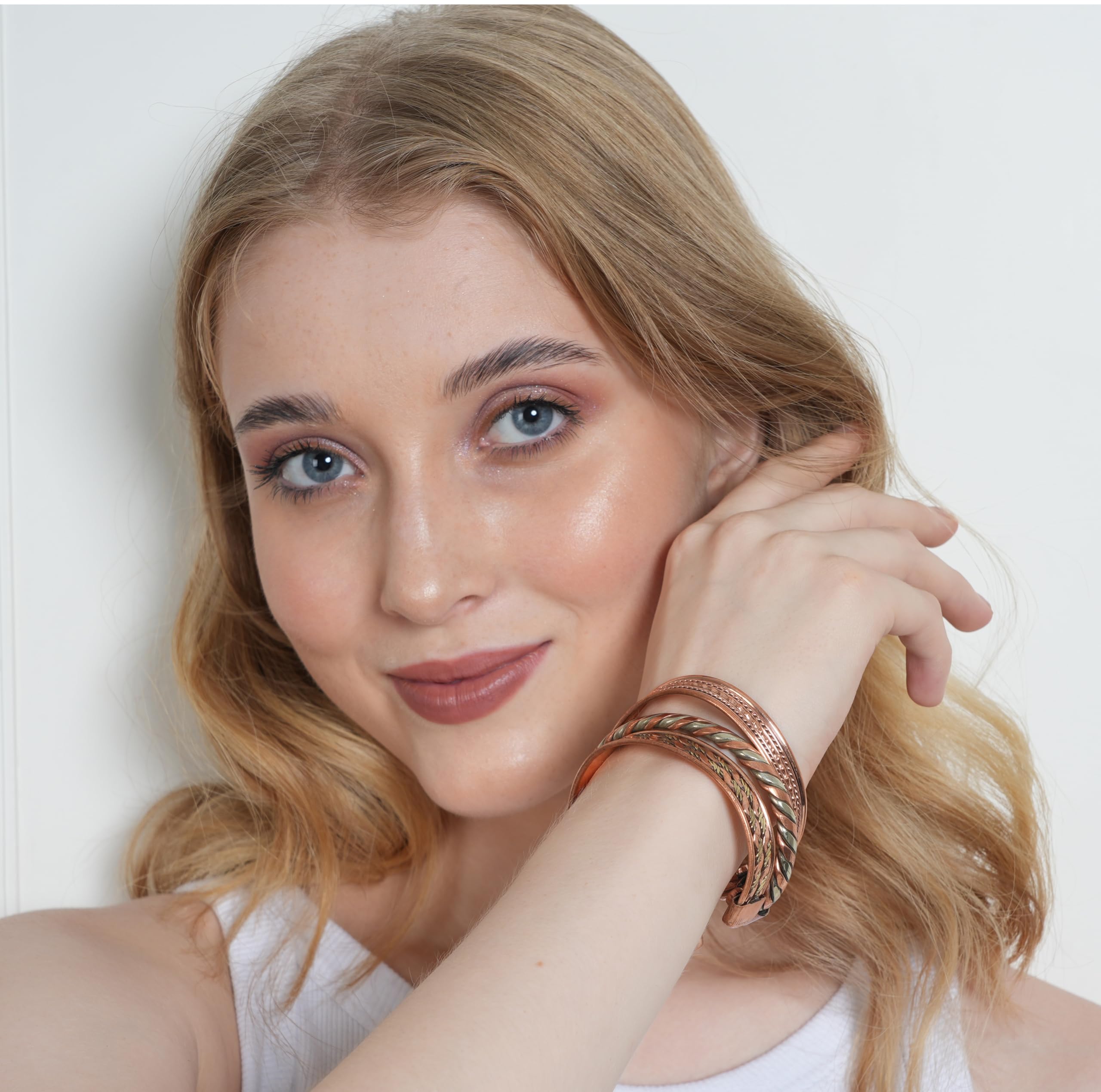 Touchstone Tibetan Style Copper Bracelet - Hand Forged Solid High Gauge Copper Cuff Jewelry for Women & Men - Multiple Design Options - Perfect for Yoga, Meditation & Spiritual Healing