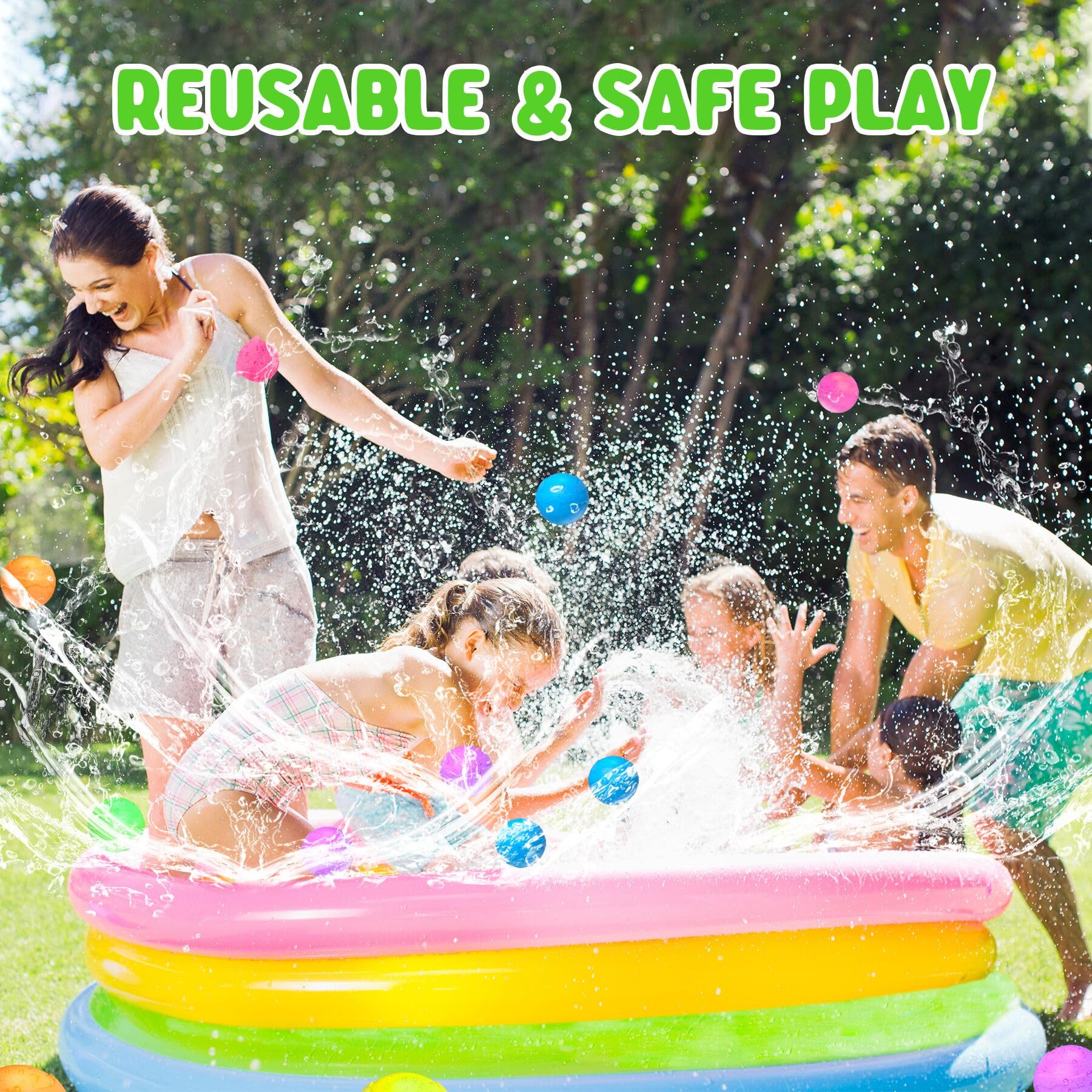 **COSOOS 24 Pack Reusable Water Balloons for Kids - Self-Sealing Refillable Summer Water Toys for Boys & Girls (Ages 3-12) - Fun Outdoor Water Games for Beach, Pool, Backyard & Birthday Parties**