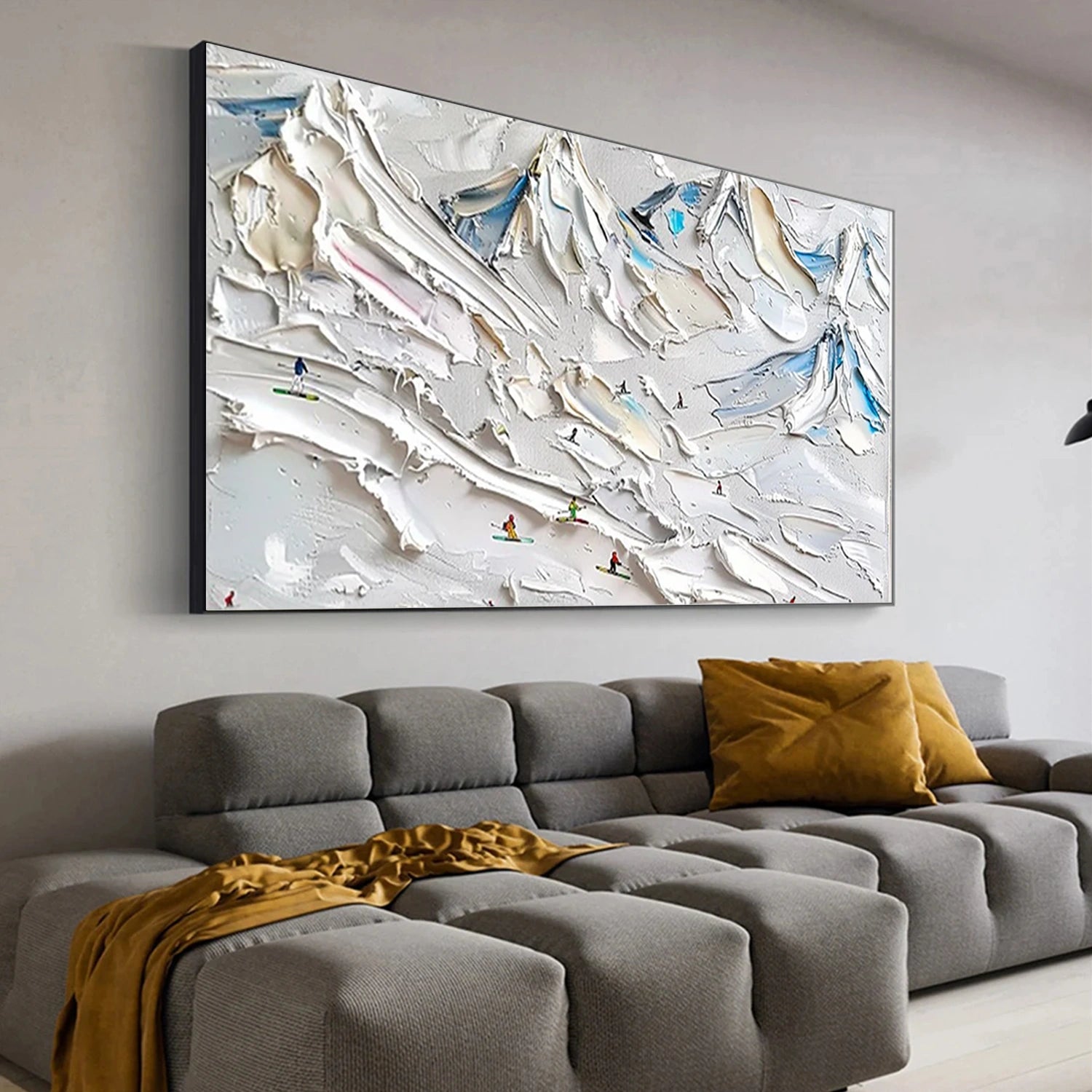 SP054 Textured Skiing Sport Art Painting Canvas - Perfect for Home Decor, Office Wall Art & Winter Sports Enthusiasts