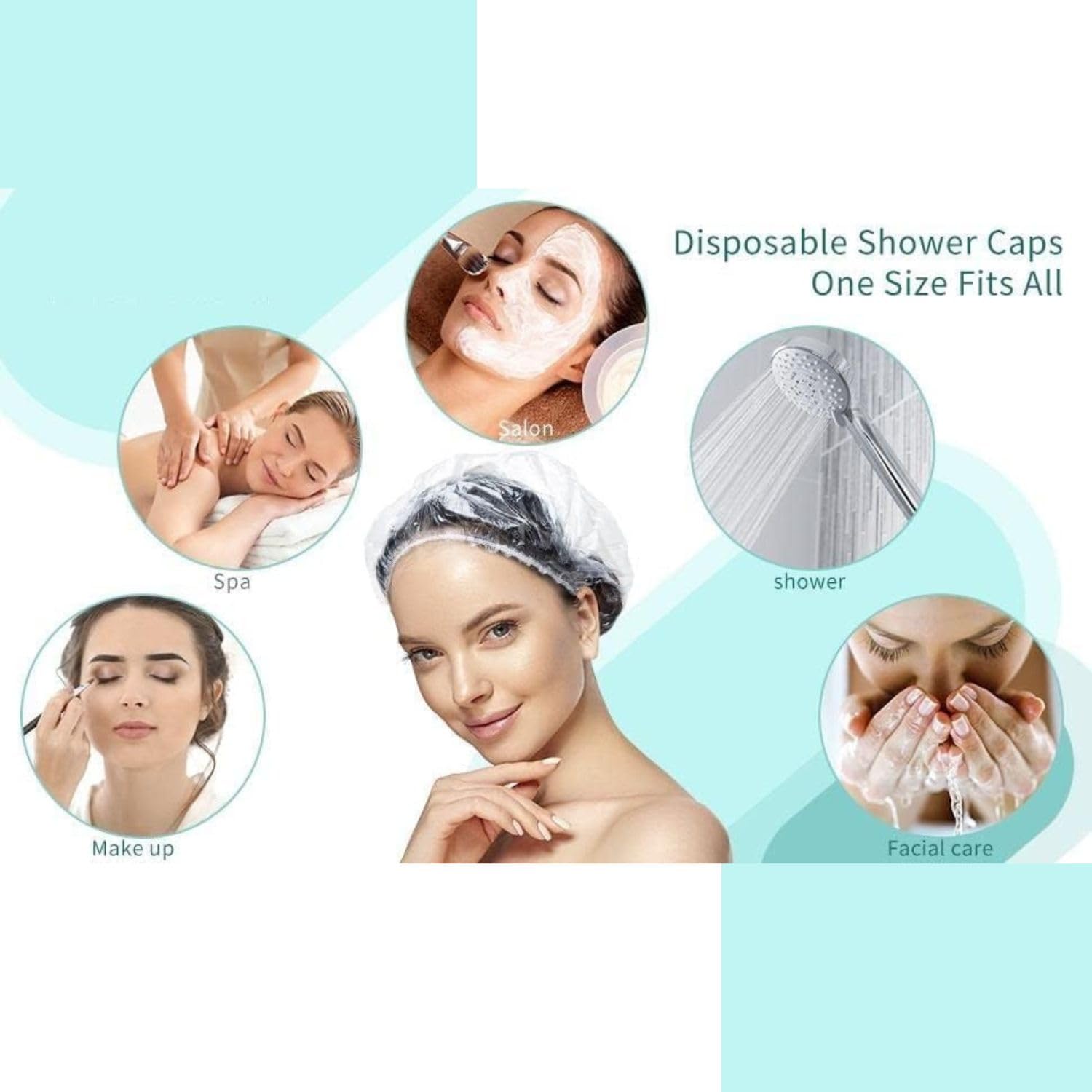 Giffy 100 Pack Disposable Shower Caps - Oil Proof & Waterproof Hair Cover for Spa, Salon, Hair Dye, Hotel Use - One Size Fits All Men & Women - Perfect for Bathing, Kitchen Storage & Travel Essentials